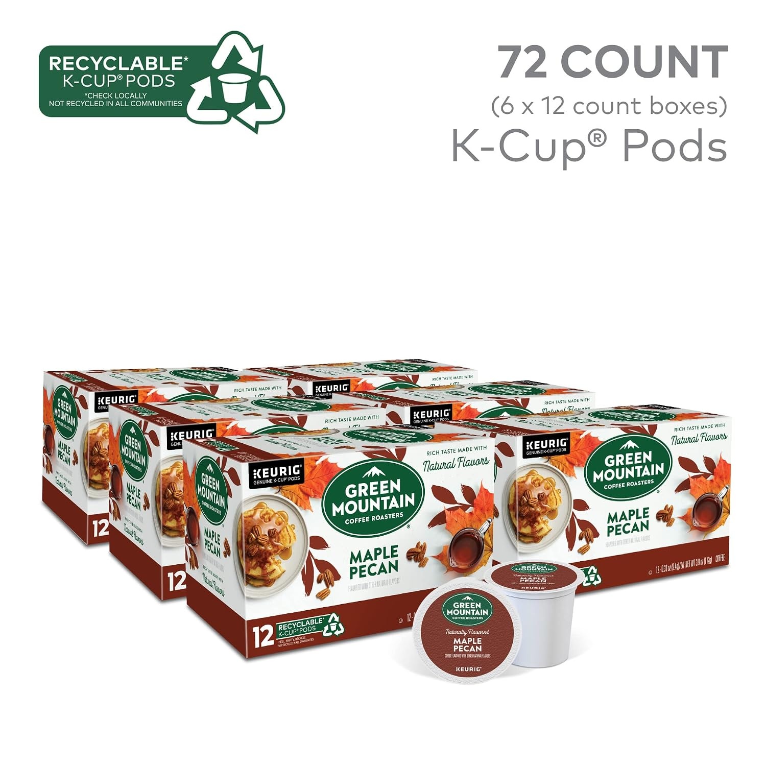 image:imageGreen Mountain Coffee Roasters Caramel Vanilla Cream Coffee Keurig SingleServe KCup pods Light Roast 96 CountMaple Pecan