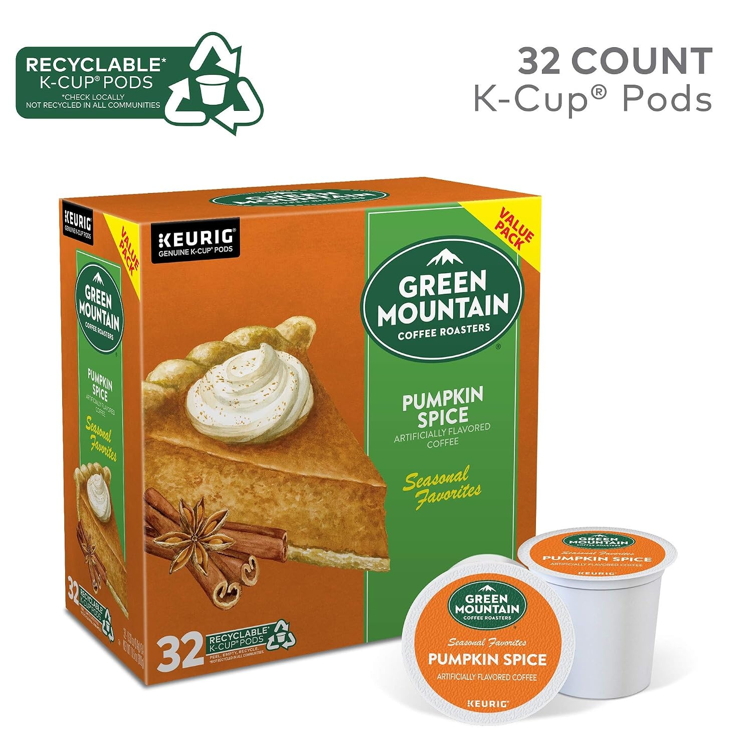 image:imageGreen Mountain Coffee Roasters Caramel Vanilla Cream Coffee Keurig SingleServe KCup pods Light Roast 96 CountPumpkin Spice