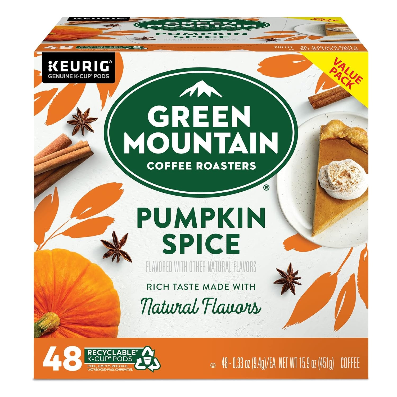 image:imageGreen Mountain Coffee Roasters Caramel Vanilla Cream Coffee Keurig SingleServe KCup pods Light Roast 96 CountPumpkin Spice
