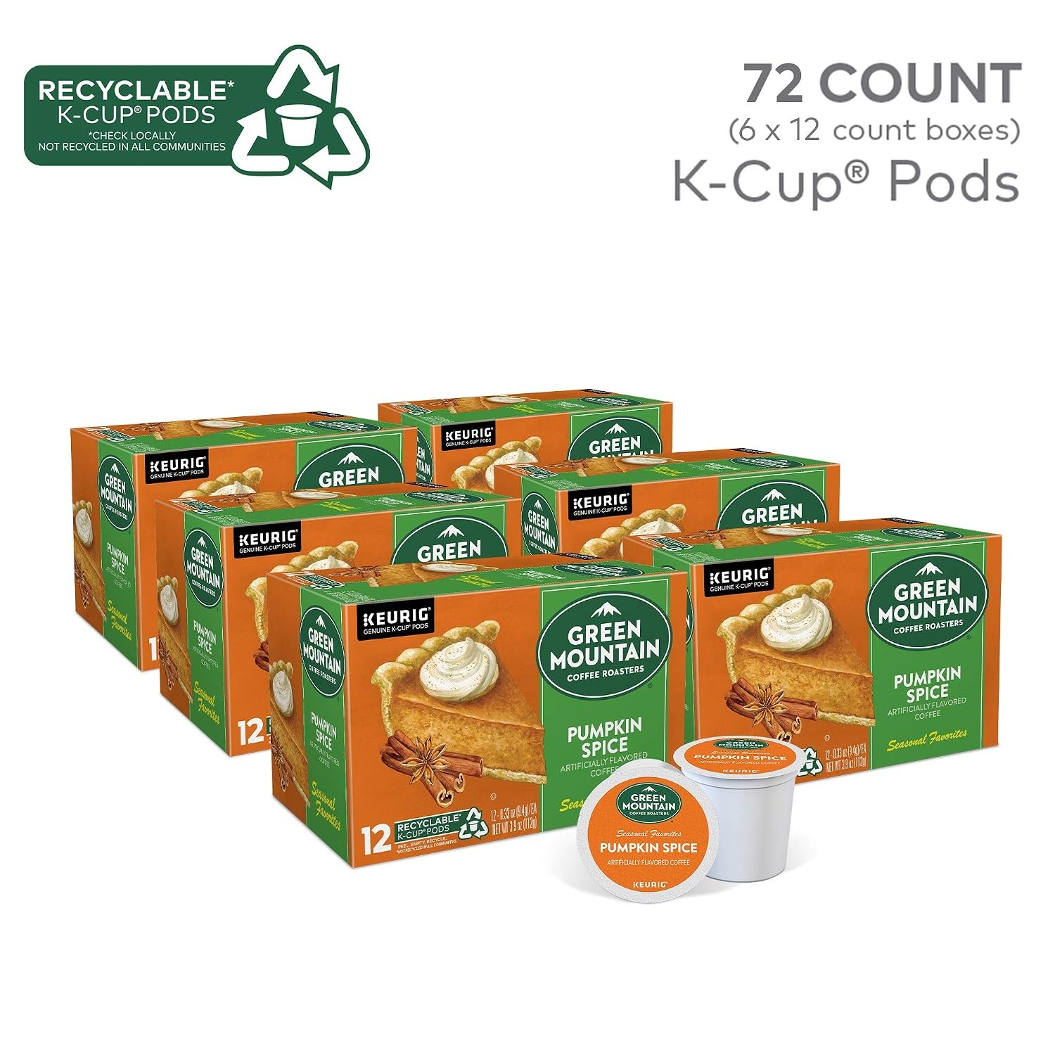 image:imageGreen Mountain Coffee Roasters Caramel Vanilla Cream Coffee Keurig SingleServe KCup pods Light Roast 96 CountPumpkin Spice