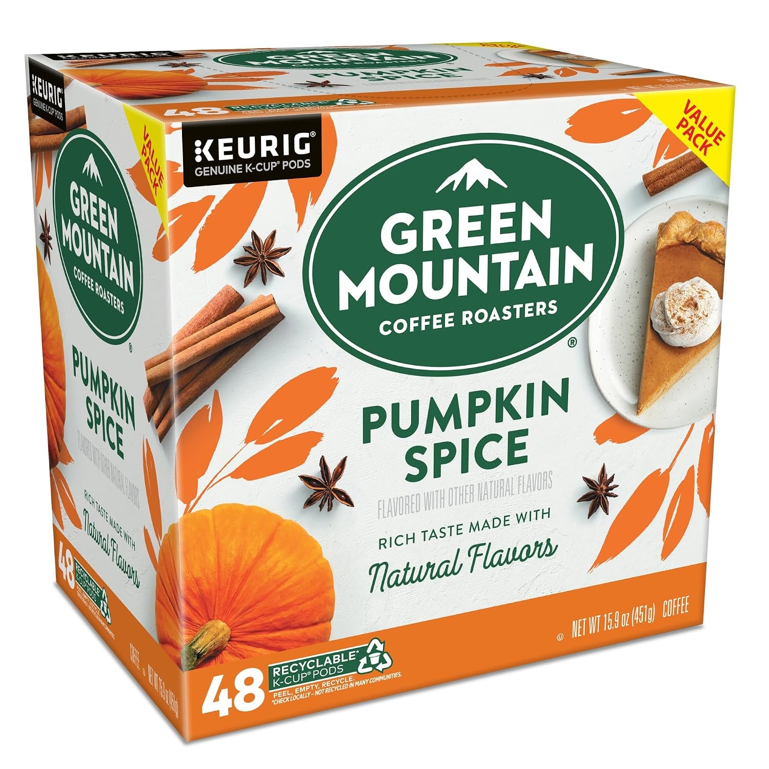 image:imageGreen Mountain Coffee Roasters Caramel Vanilla Cream Coffee Keurig SingleServe KCup pods Light Roast 96 CountPumpkin Spice