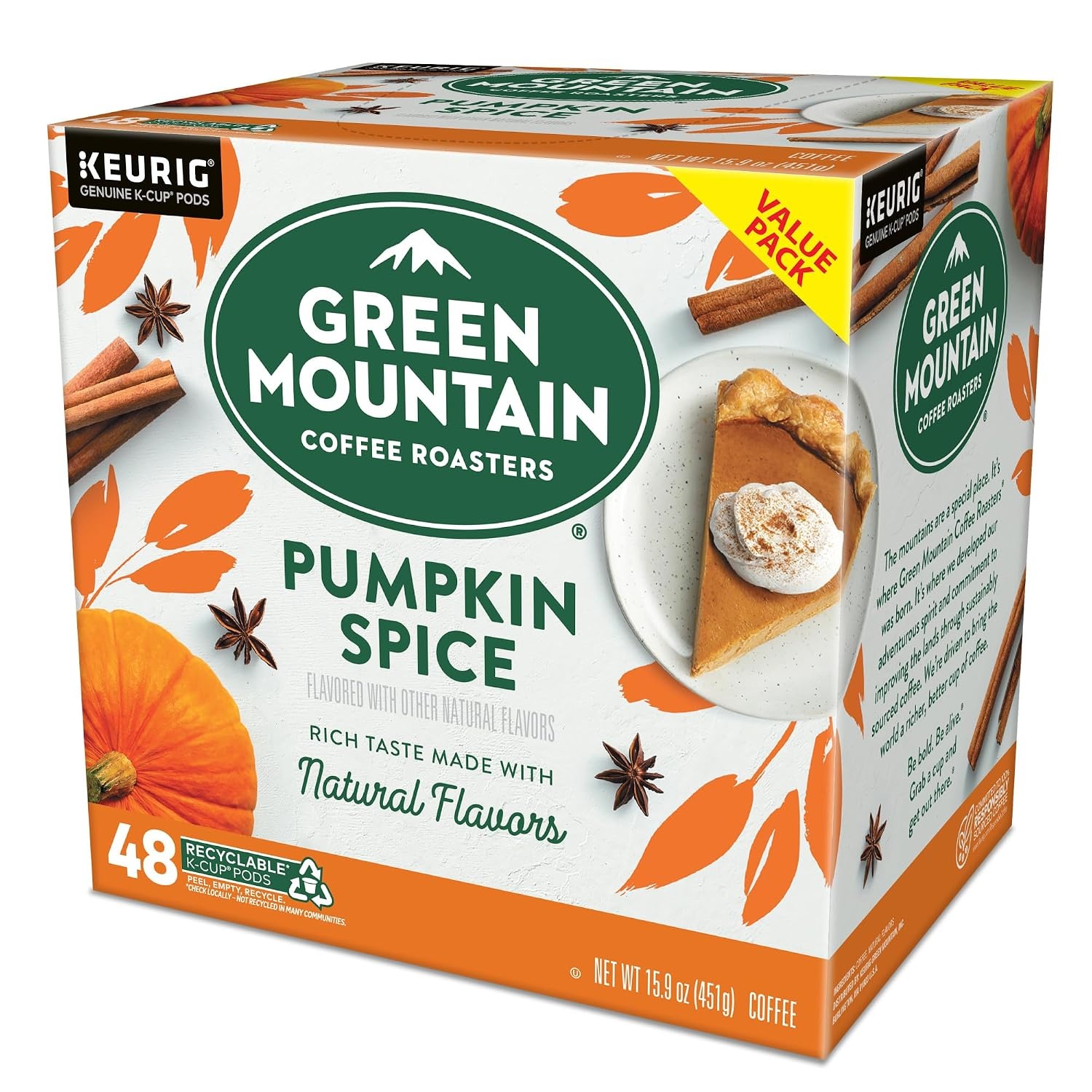image:imageGreen Mountain Coffee Roasters Caramel Vanilla Cream Coffee Keurig SingleServe KCup pods Light Roast 96 CountPumpkin Spice