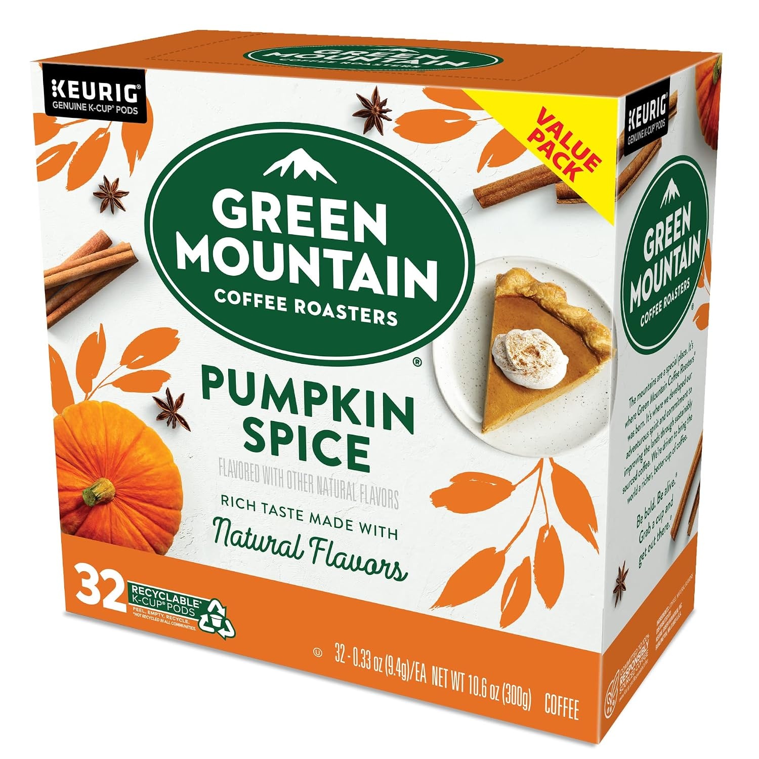 image:imageGreen Mountain Coffee Roasters Caramel Vanilla Cream Coffee Keurig SingleServe KCup pods Light Roast 96 CountPumpkin Spice