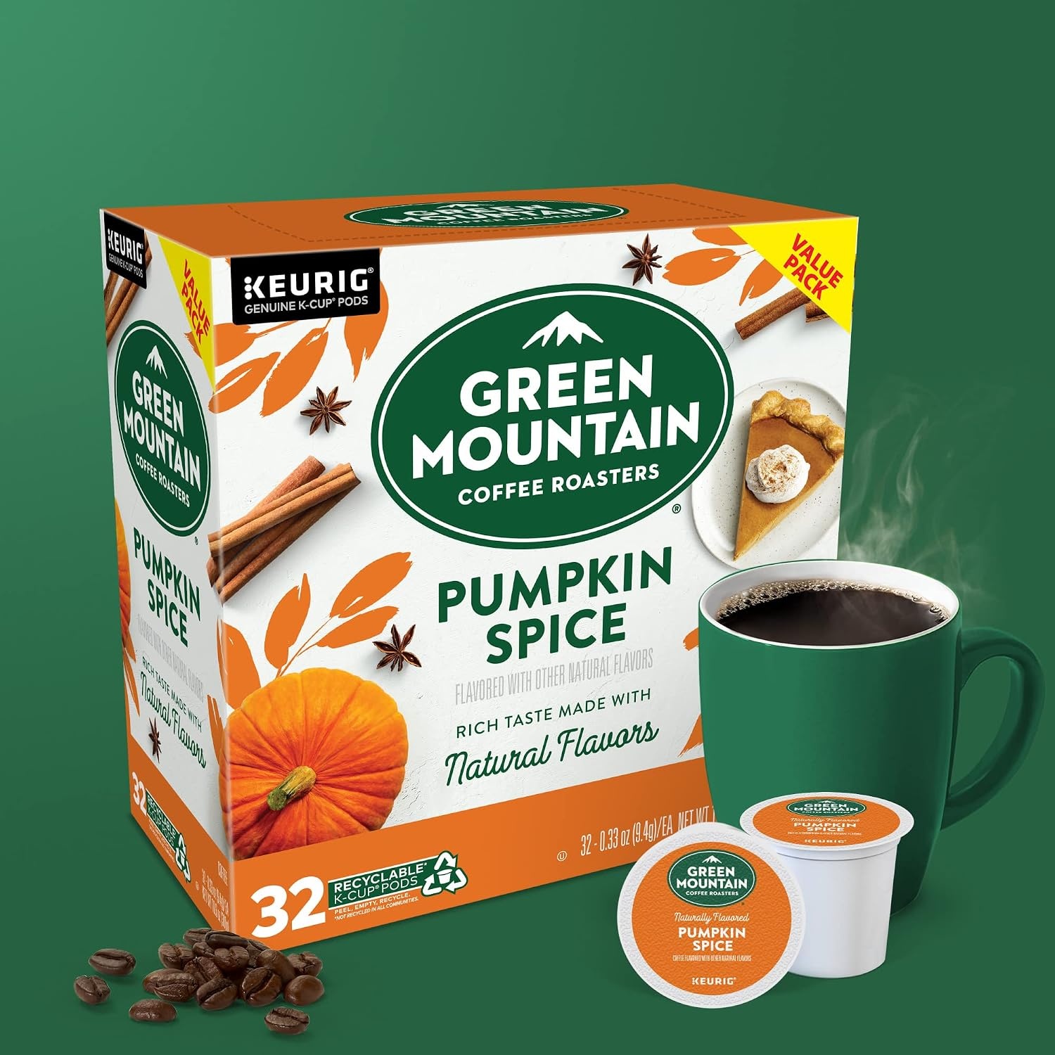 image:imageGreen Mountain Coffee Roasters Caramel Vanilla Cream Coffee Keurig SingleServe KCup pods Light Roast 96 CountPumpkin Spice