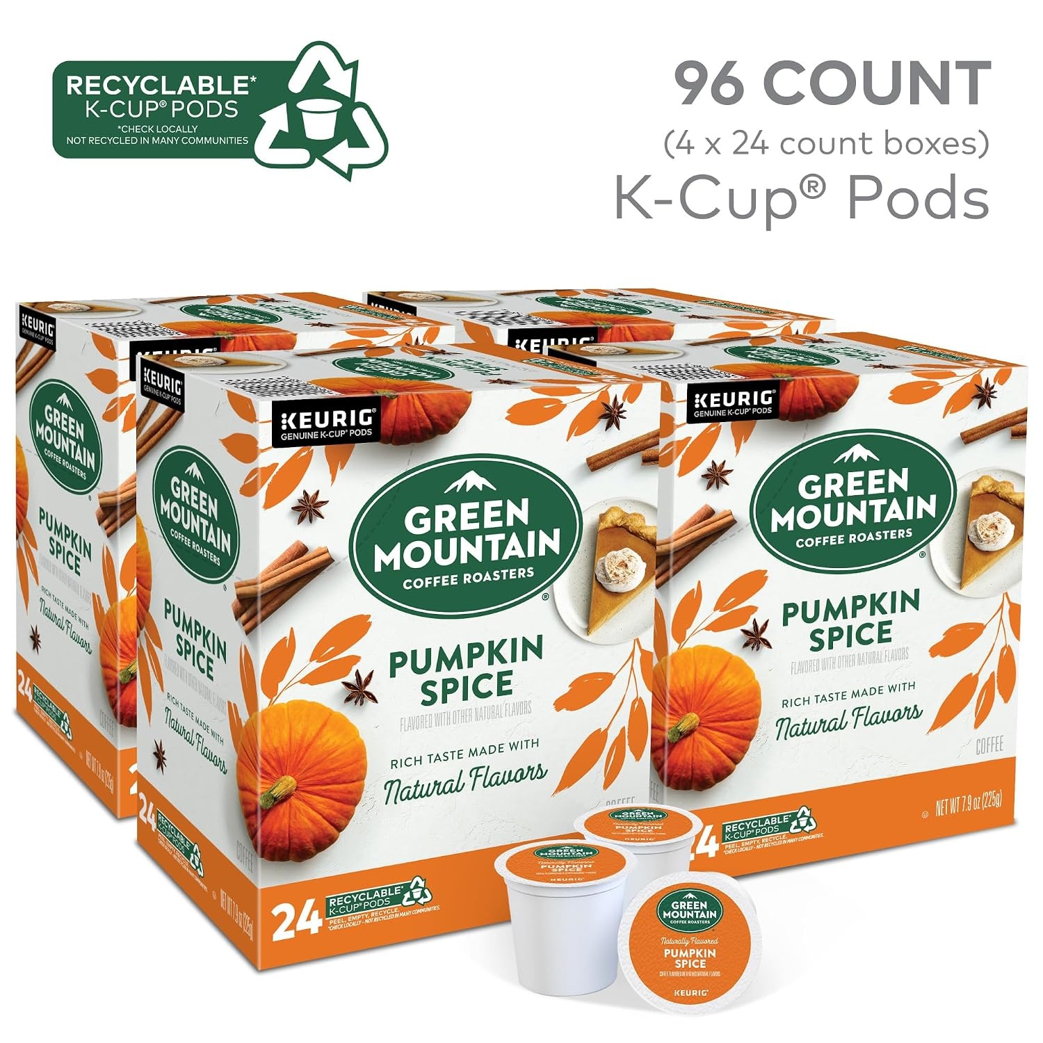 image:imageGreen Mountain Coffee Roasters Caramel Vanilla Cream Coffee Keurig SingleServe KCup pods Light Roast 96 CountPumpkin Spice