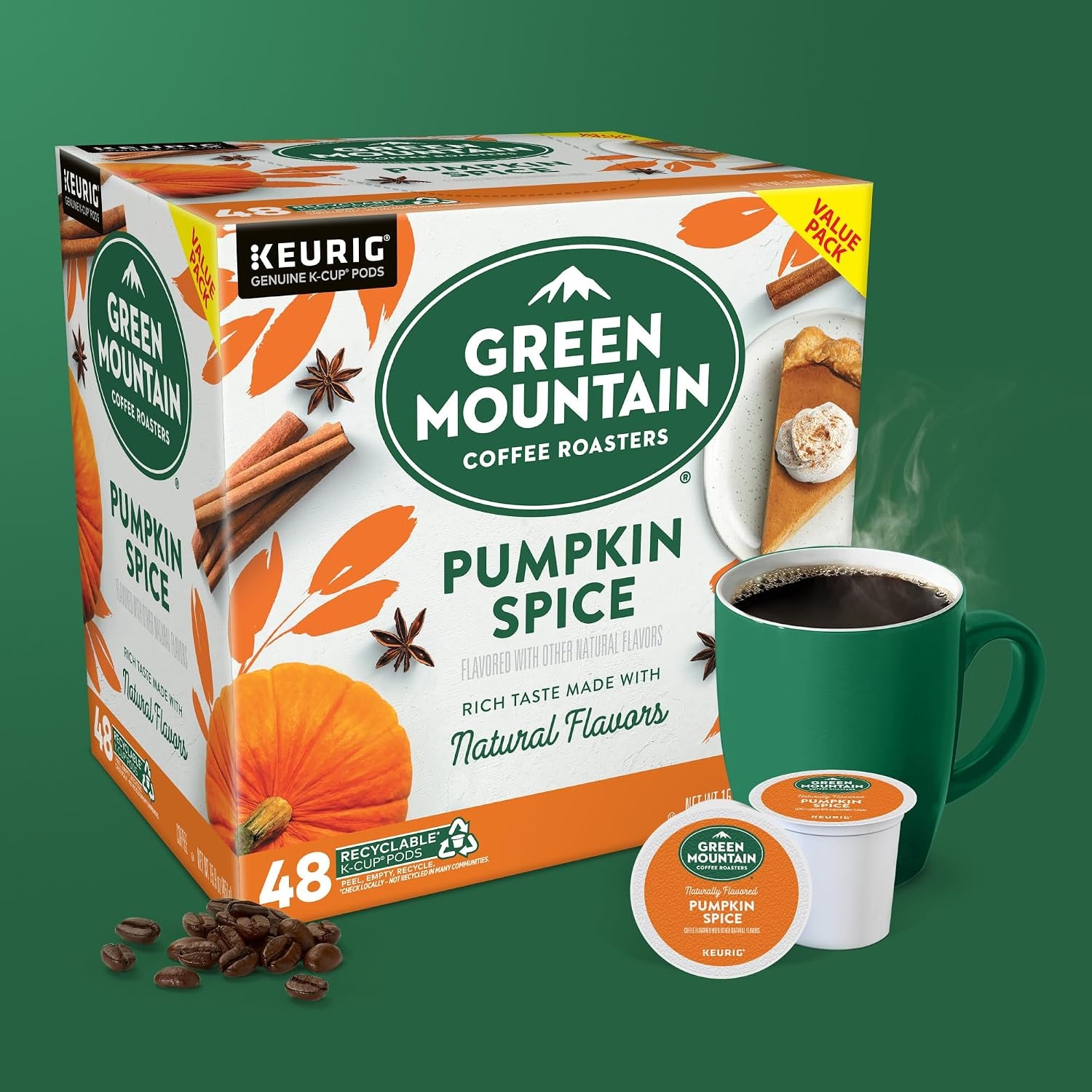 image:imageGreen Mountain Coffee Roasters Caramel Vanilla Cream Coffee Keurig SingleServe KCup pods Light Roast 96 CountPumpkin Spice