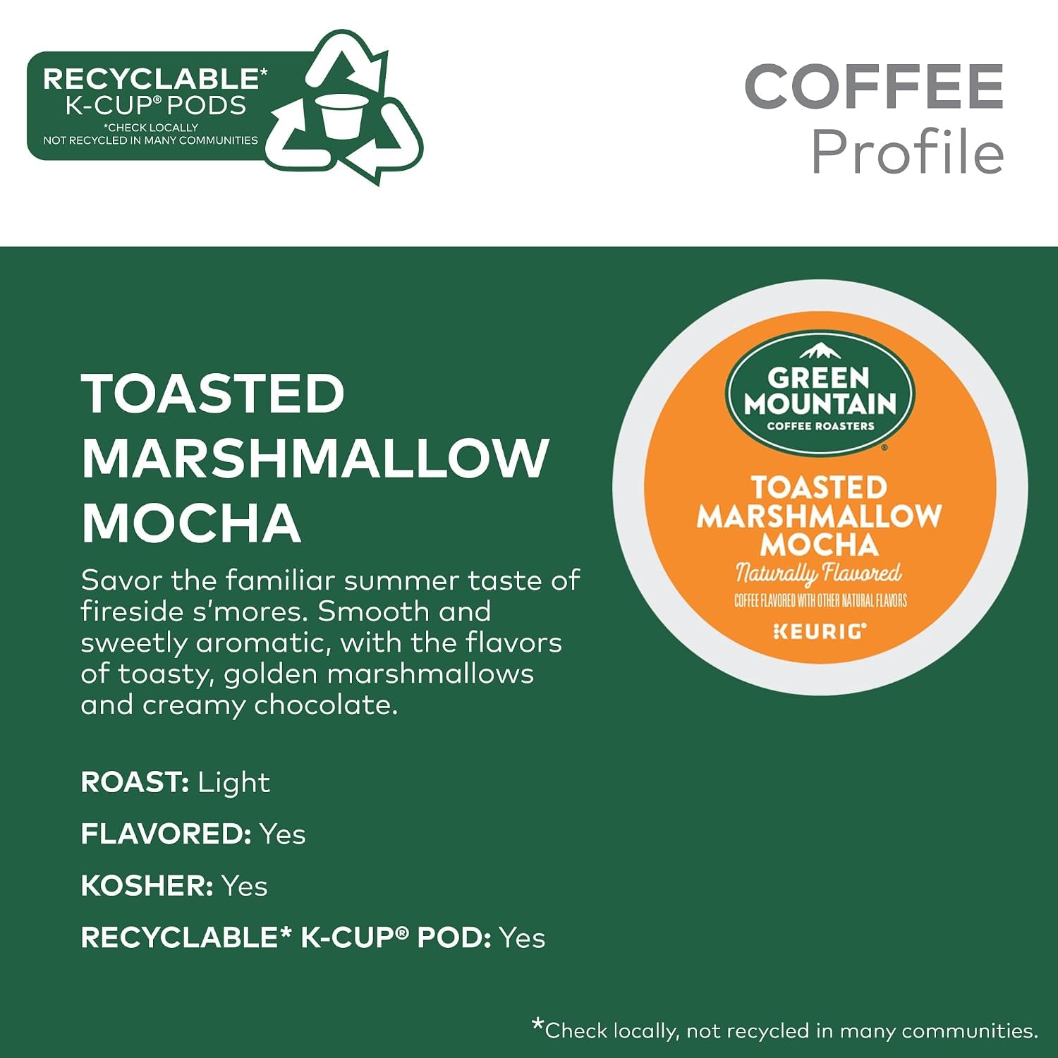 image:imageGreen Mountain Coffee Roasters Caramel Vanilla Cream Coffee Keurig SingleServe KCup pods Light Roast 96 CountToasted Marshmallow Mocha