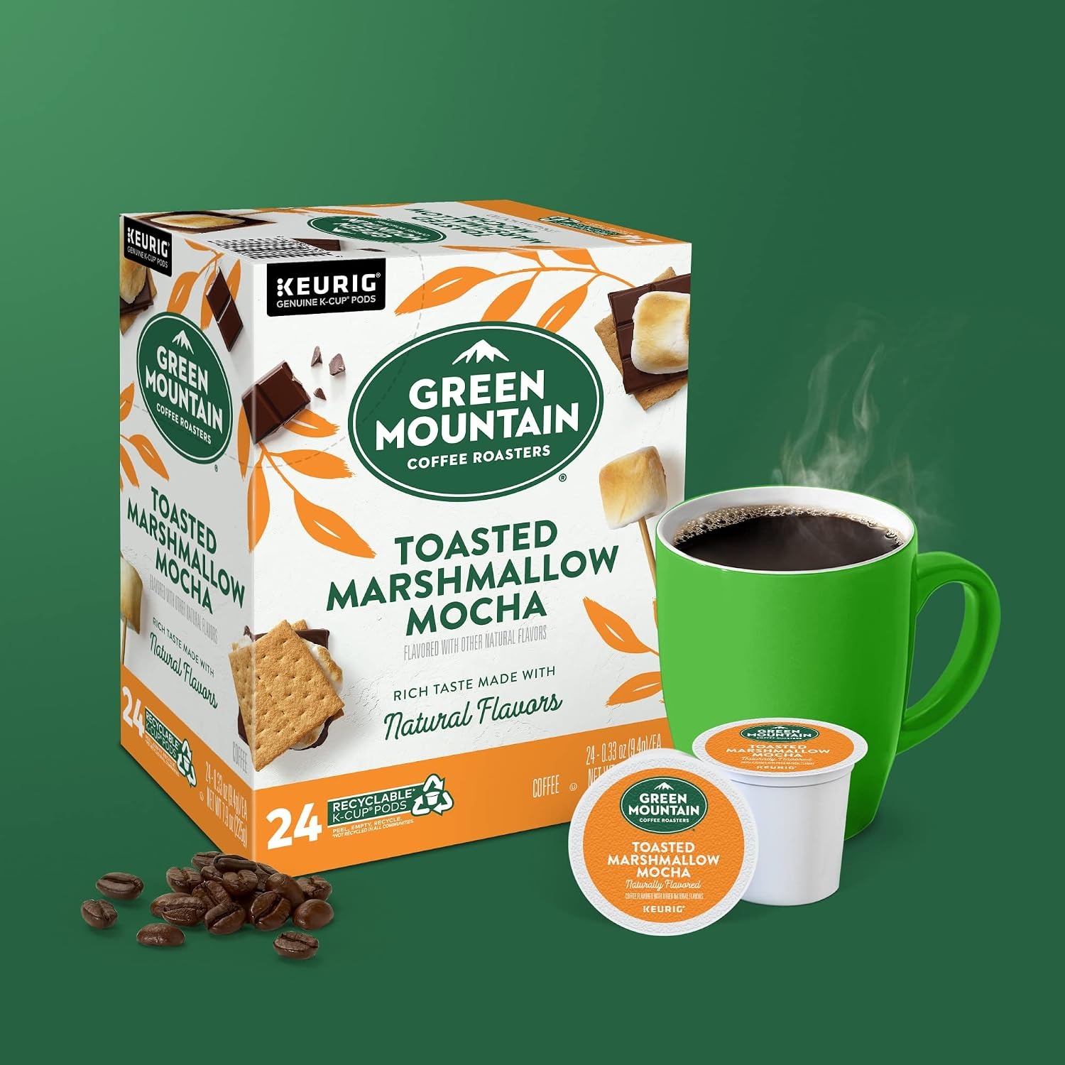 image:imageGreen Mountain Coffee Roasters Caramel Vanilla Cream Coffee Keurig SingleServe KCup pods Light Roast 96 CountToasted Marshmallow Mocha