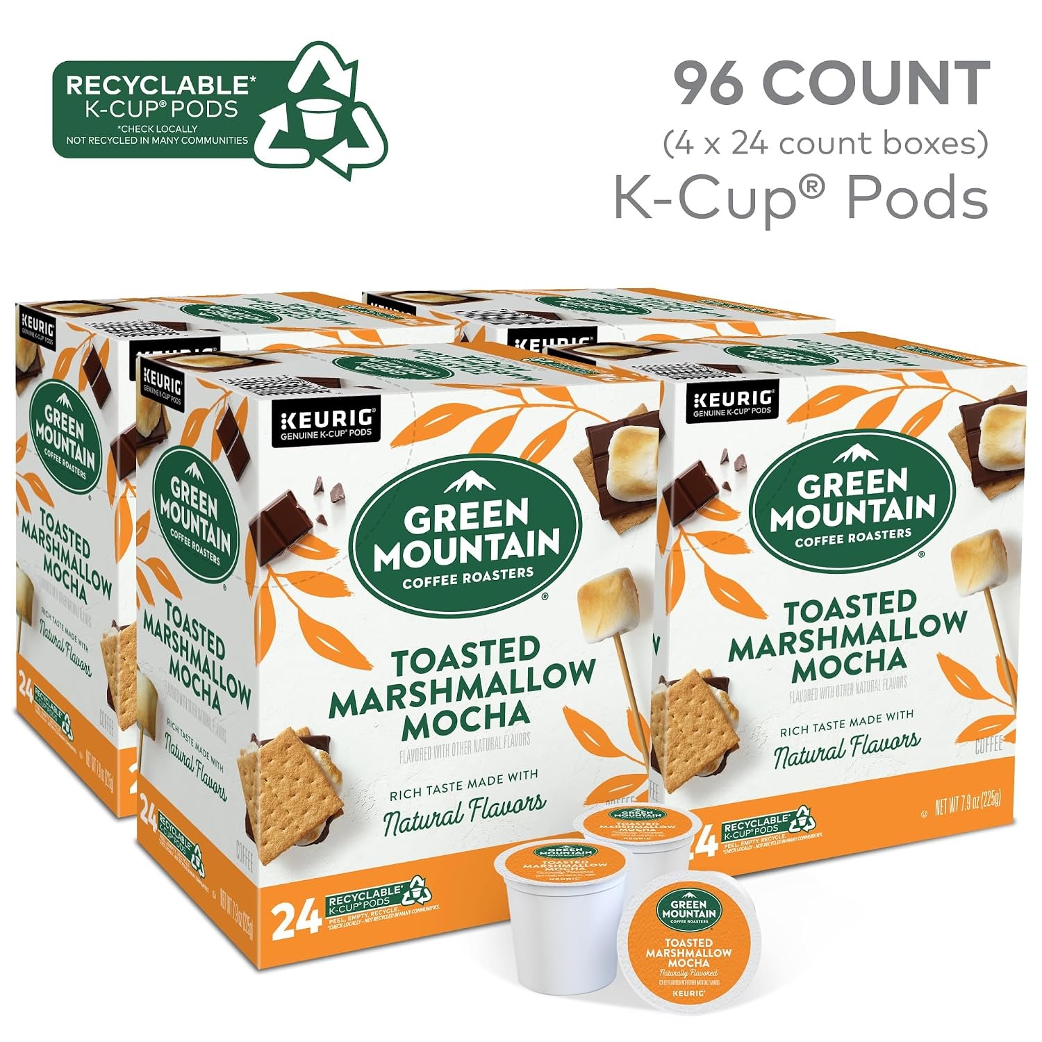 image:imageGreen Mountain Coffee Roasters Caramel Vanilla Cream Coffee Keurig SingleServe KCup pods Light Roast 96 CountToasted Marshmallow Mocha