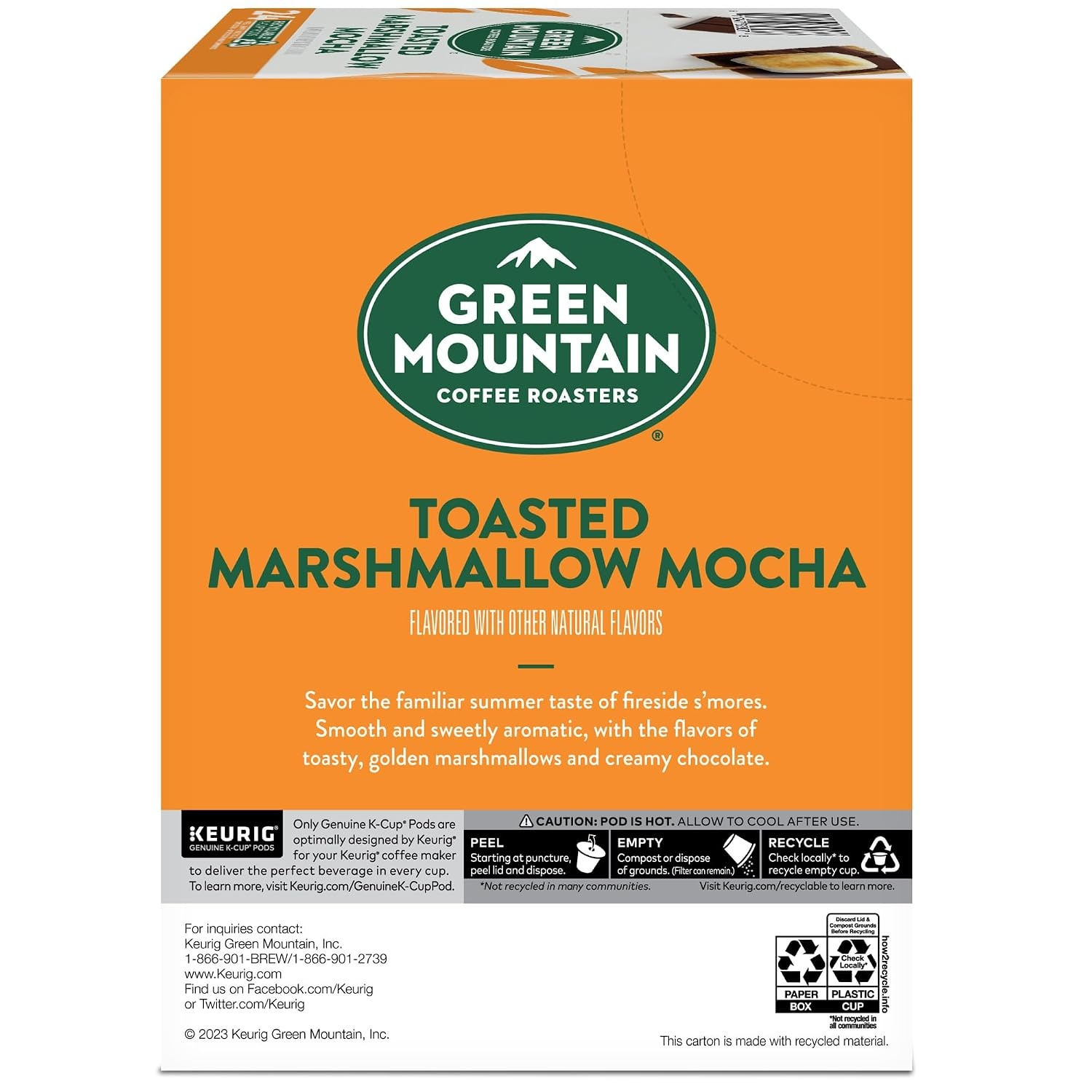 image:imageGreen Mountain Coffee Roasters Caramel Vanilla Cream Coffee Keurig SingleServe KCup pods Light Roast 96 CountToasted Marshmallow Mocha