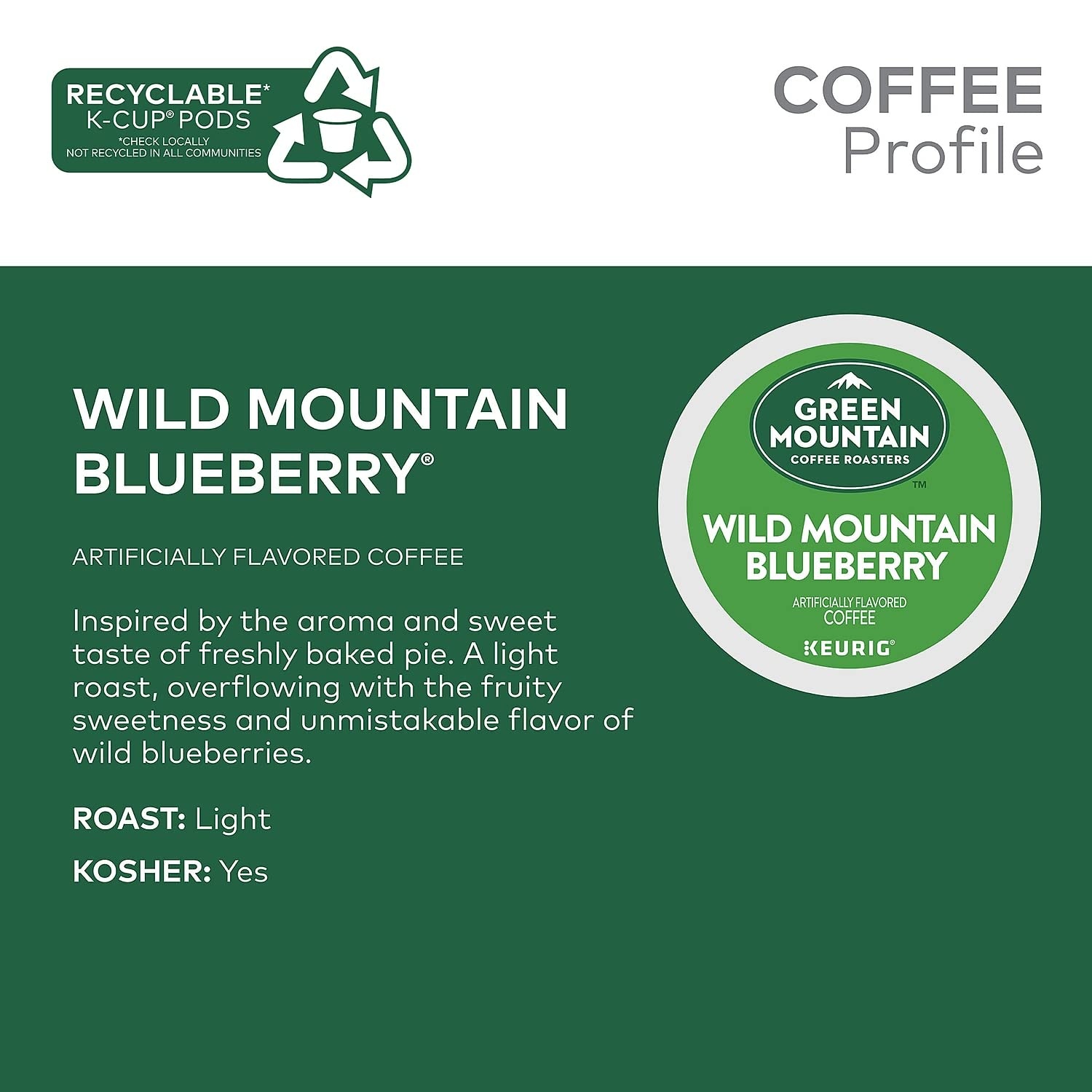 image:imageGreen Mountain Coffee Roasters Caramel Vanilla Cream Coffee Keurig SingleServe KCup pods Light Roast 96 CountWild Mountain Blueberry