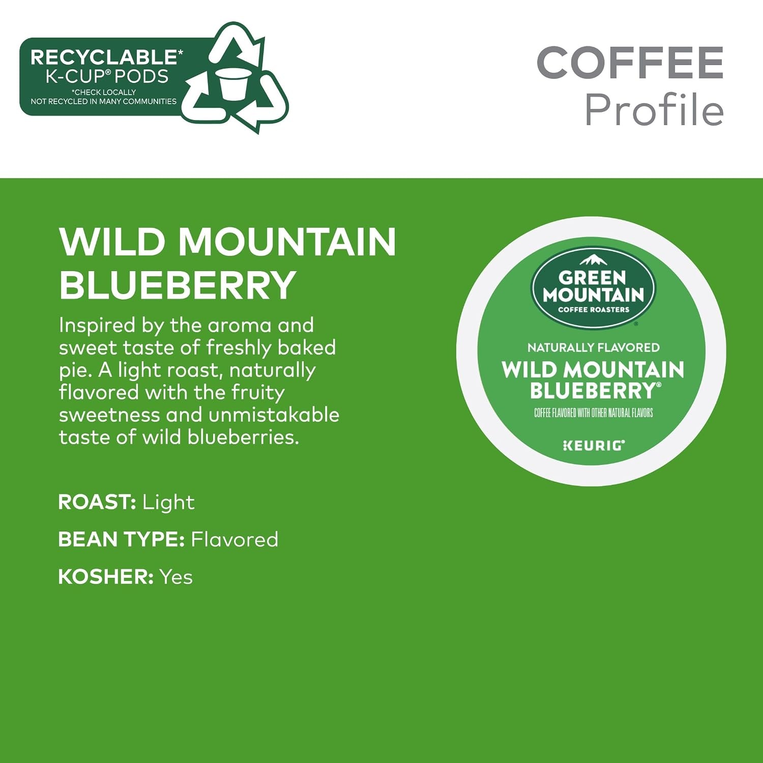 image:imageGreen Mountain Coffee Roasters Caramel Vanilla Cream Coffee Keurig SingleServe KCup pods Light Roast 96 CountWild Mountain Blueberry