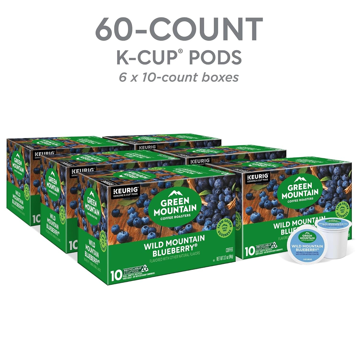 image:imageGreen Mountain Coffee Roasters Caramel Vanilla Cream Coffee Keurig SingleServe KCup pods Light Roast 96 CountWild Mountain Blueberry