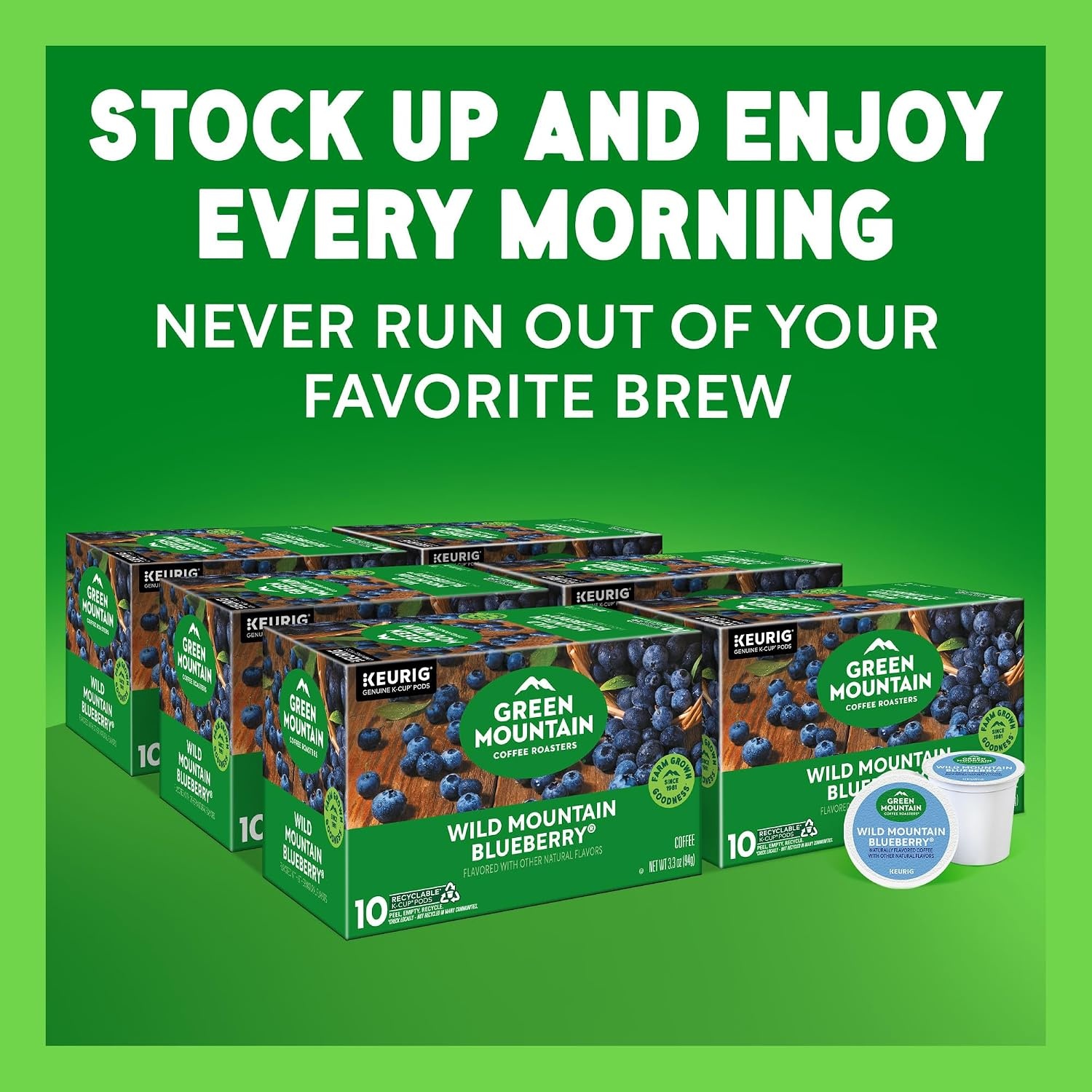 image:imageGreen Mountain Coffee Roasters Caramel Vanilla Cream Coffee Keurig SingleServe KCup pods Light Roast 96 CountWild Mountain Blueberry