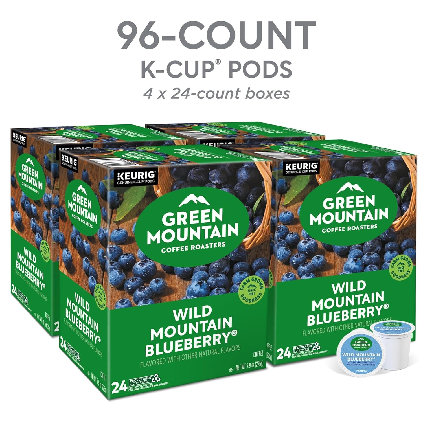 image:imageGreen Mountain Coffee Roasters Caramel Vanilla Cream Coffee Keurig SingleServe KCup pods Light Roast 96 CountWild Mountain Blueberry