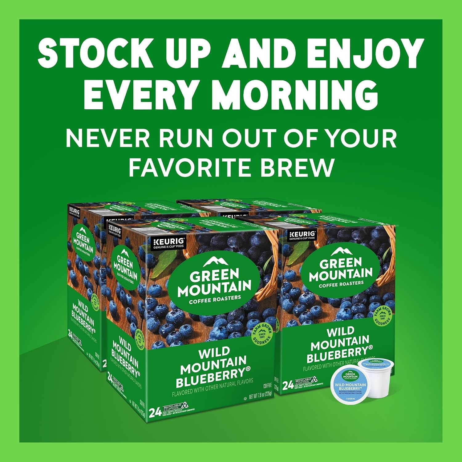image:imageGreen Mountain Coffee Roasters Caramel Vanilla Cream Coffee Keurig SingleServe KCup pods Light Roast 96 CountWild Mountain Blueberry