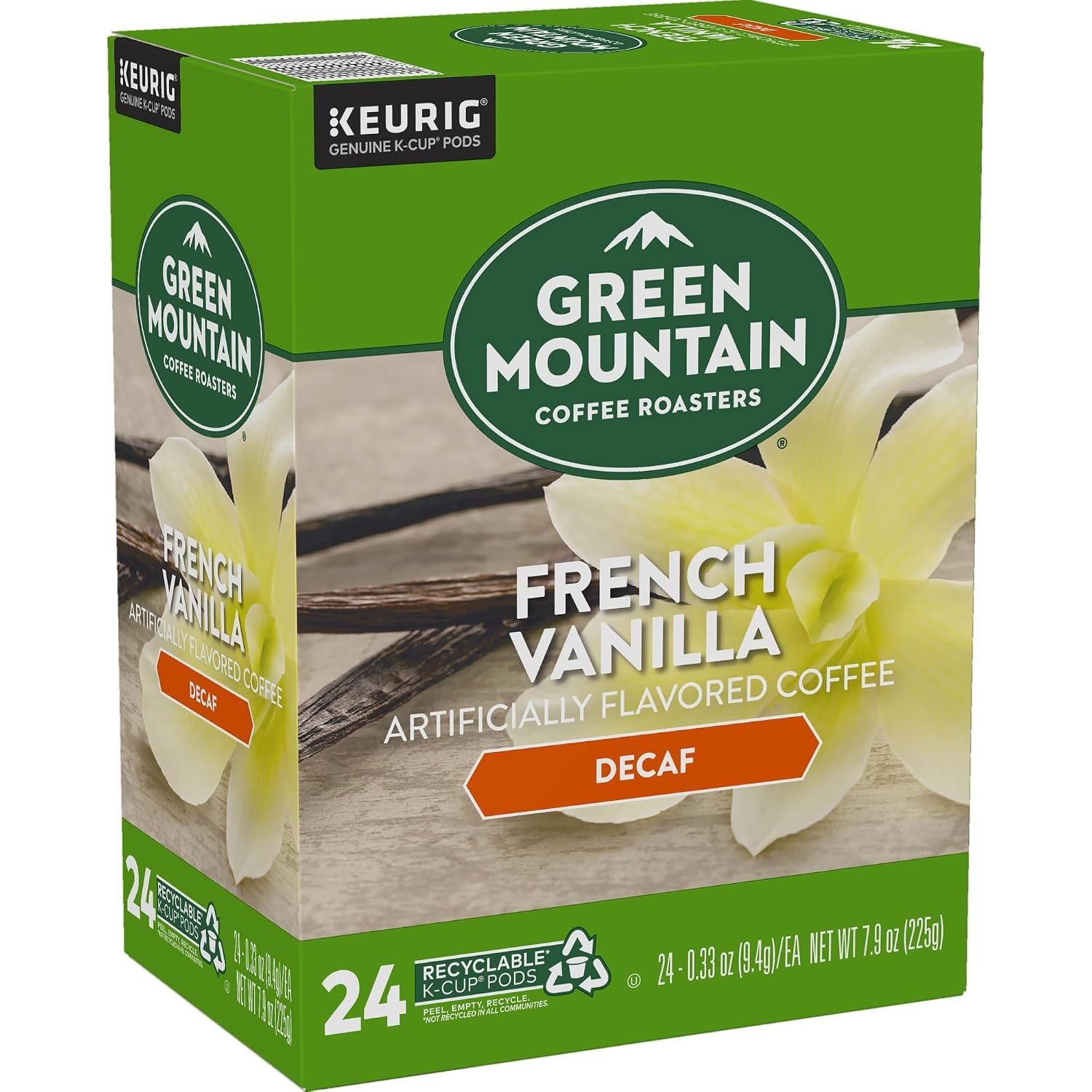 image:imageGreen Mountain Coffee Roasters Hazelnut Decaf SingleServe Keurig KCup Pods Flavored Light Roast Coffee Pods 96 CountFrench Vanilla