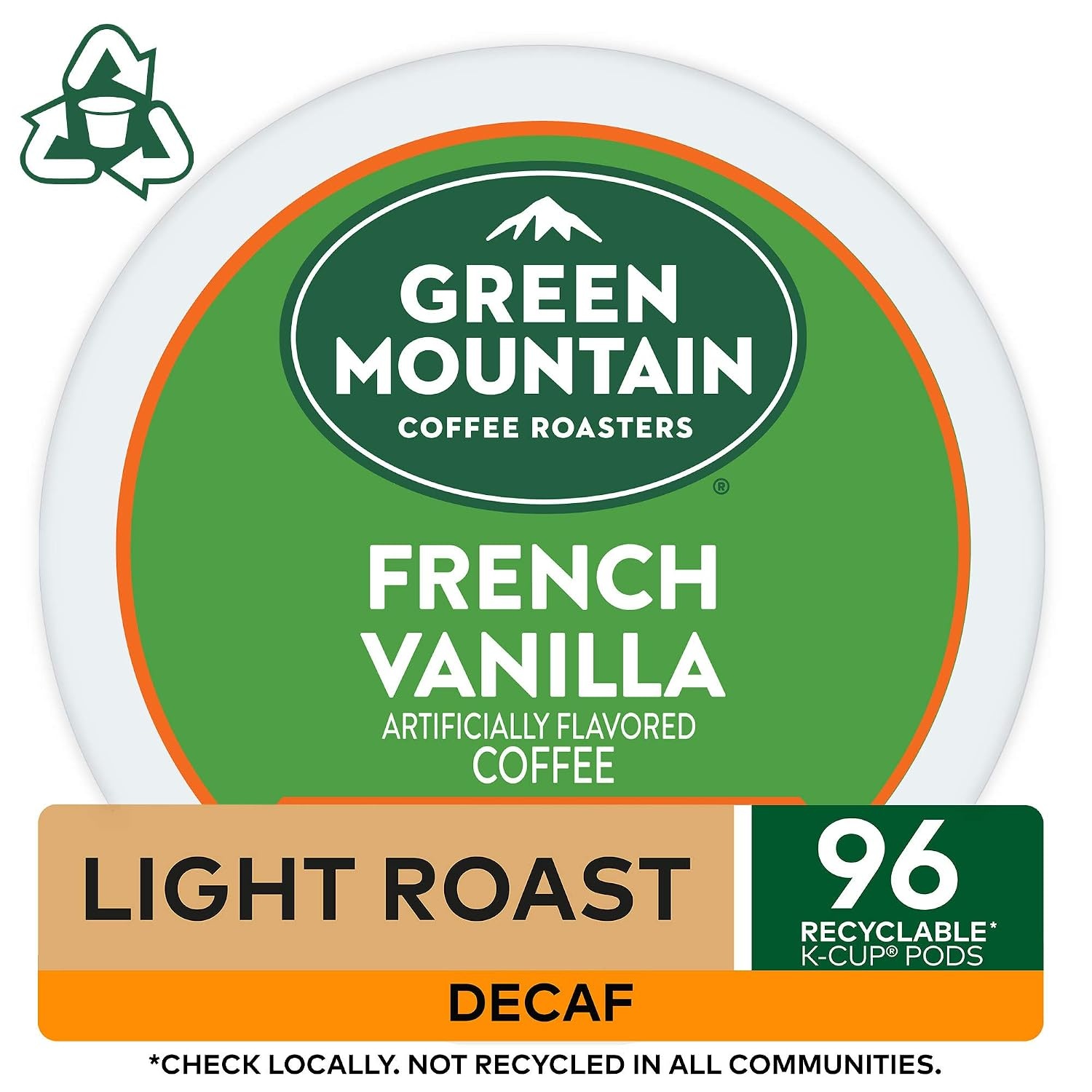 image:imageGreen Mountain Coffee Roasters Hazelnut Decaf SingleServe Keurig KCup Pods Flavored Light Roast Coffee Pods 96 CountFrench Vanilla