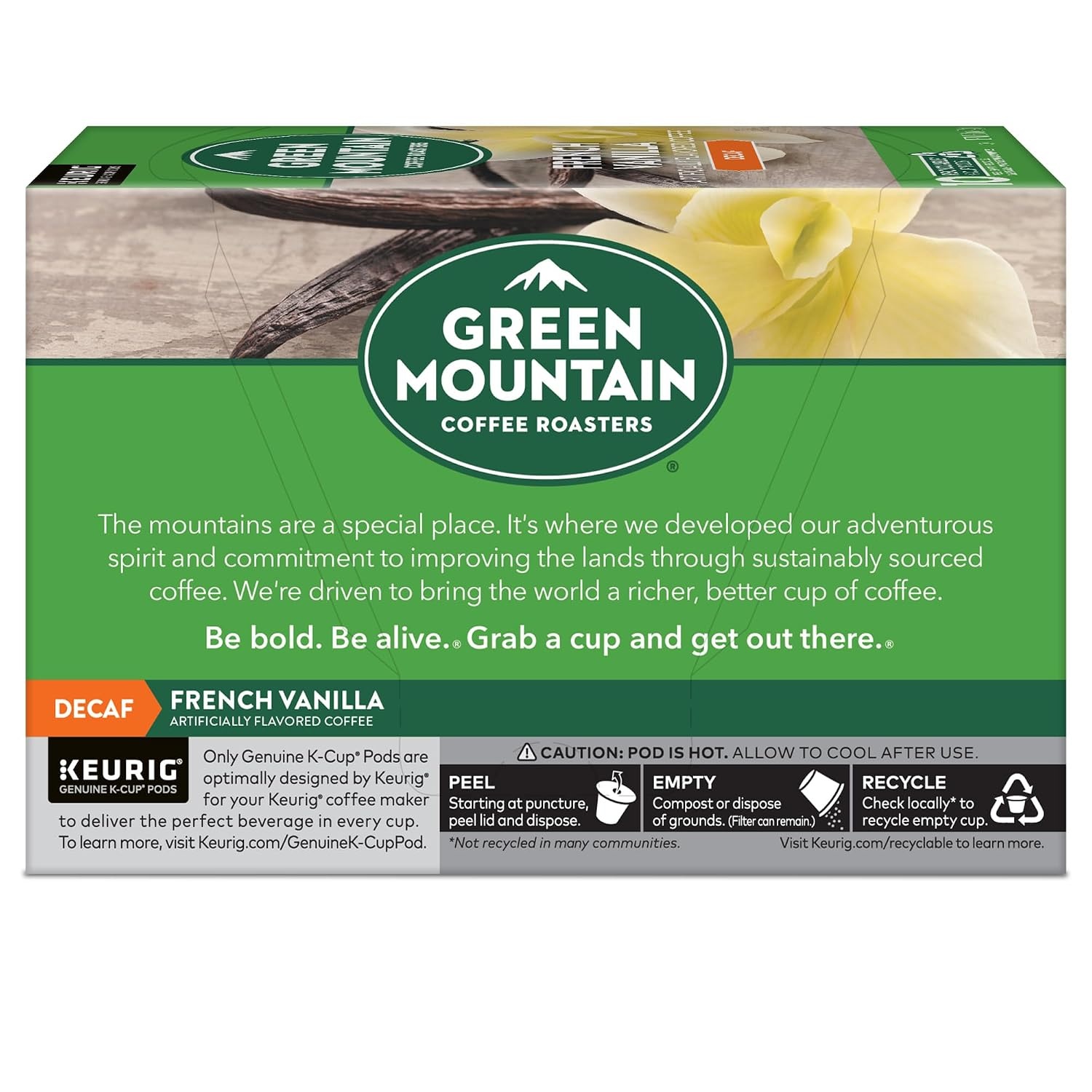 image:imageGreen Mountain Coffee Roasters Hazelnut Decaf SingleServe Keurig KCup Pods Flavored Light Roast Coffee Pods 96 CountFrench Vanilla