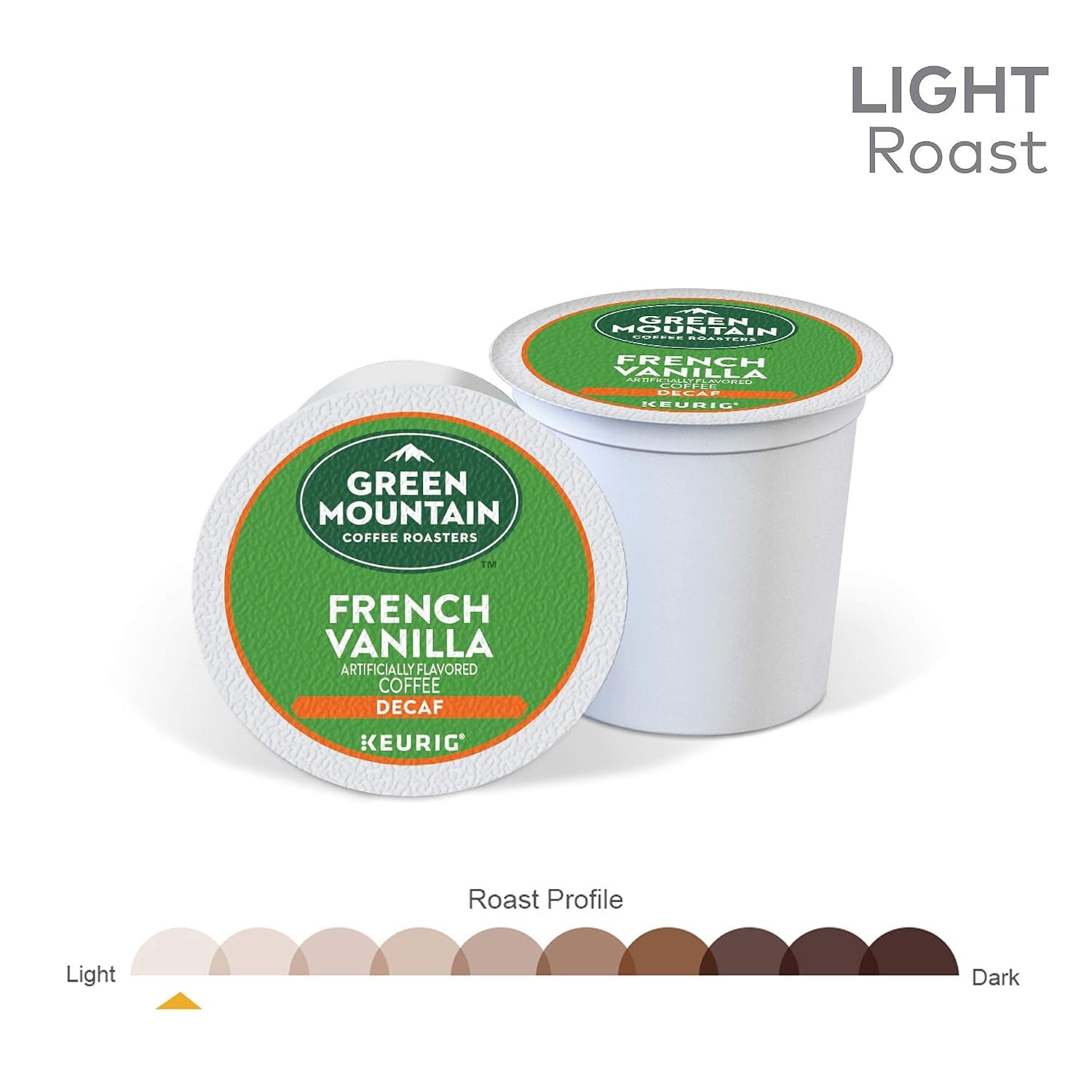 image:imageGreen Mountain Coffee Roasters Hazelnut Decaf SingleServe Keurig KCup Pods Flavored Light Roast Coffee Pods 96 CountFrench Vanilla