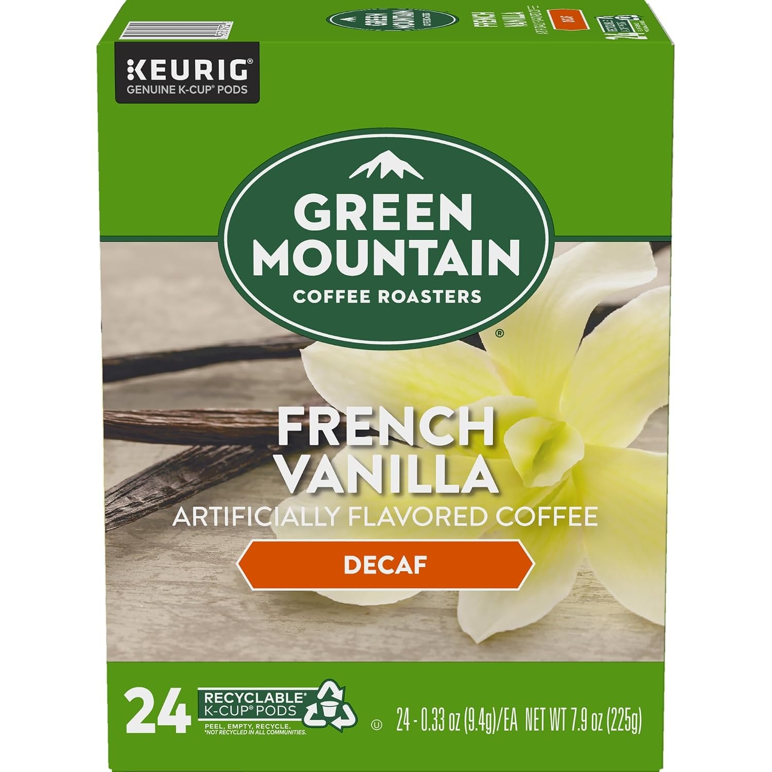 image:imageGreen Mountain Coffee Roasters Hazelnut Decaf SingleServe Keurig KCup Pods Flavored Light Roast Coffee Pods 96 CountFrench Vanilla