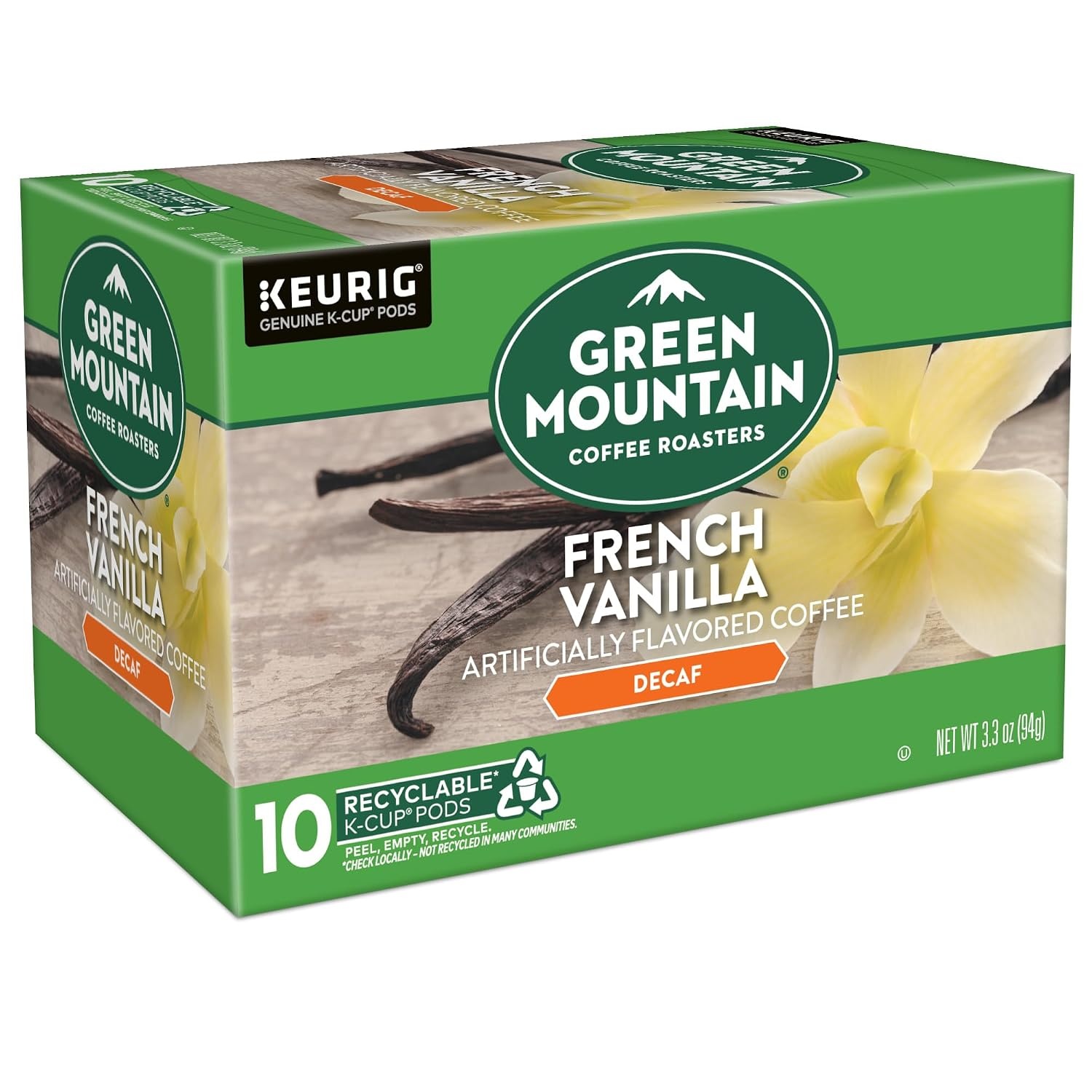 image:imageGreen Mountain Coffee Roasters Hazelnut Decaf SingleServe Keurig KCup Pods Flavored Light Roast Coffee Pods 96 CountFrench Vanilla