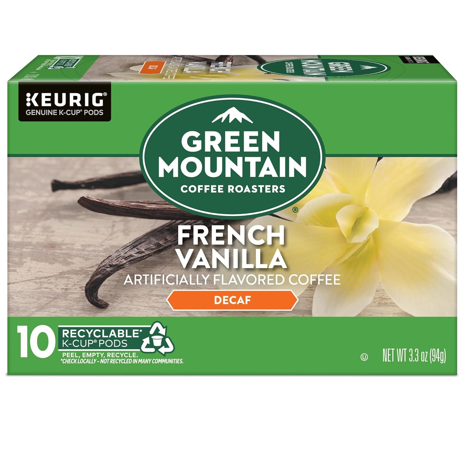 image:imageGreen Mountain Coffee Roasters Hazelnut Decaf SingleServe Keurig KCup Pods Flavored Light Roast Coffee Pods 96 CountFrench Vanilla