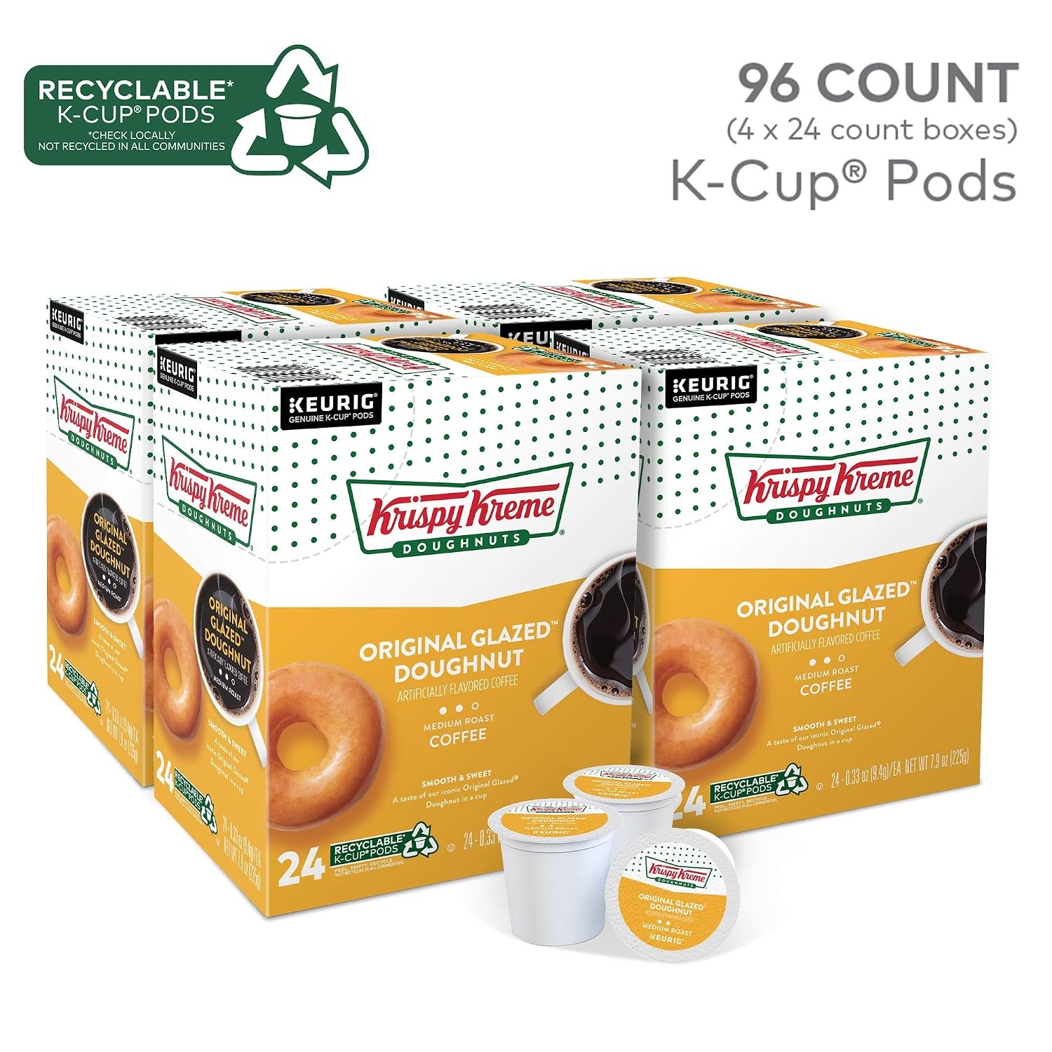 image:imageKrispy Kreme Classic Coffee Keurig Single Serve KCup Pods Medium Roast 96 CountOriginal Glazed Doughnut