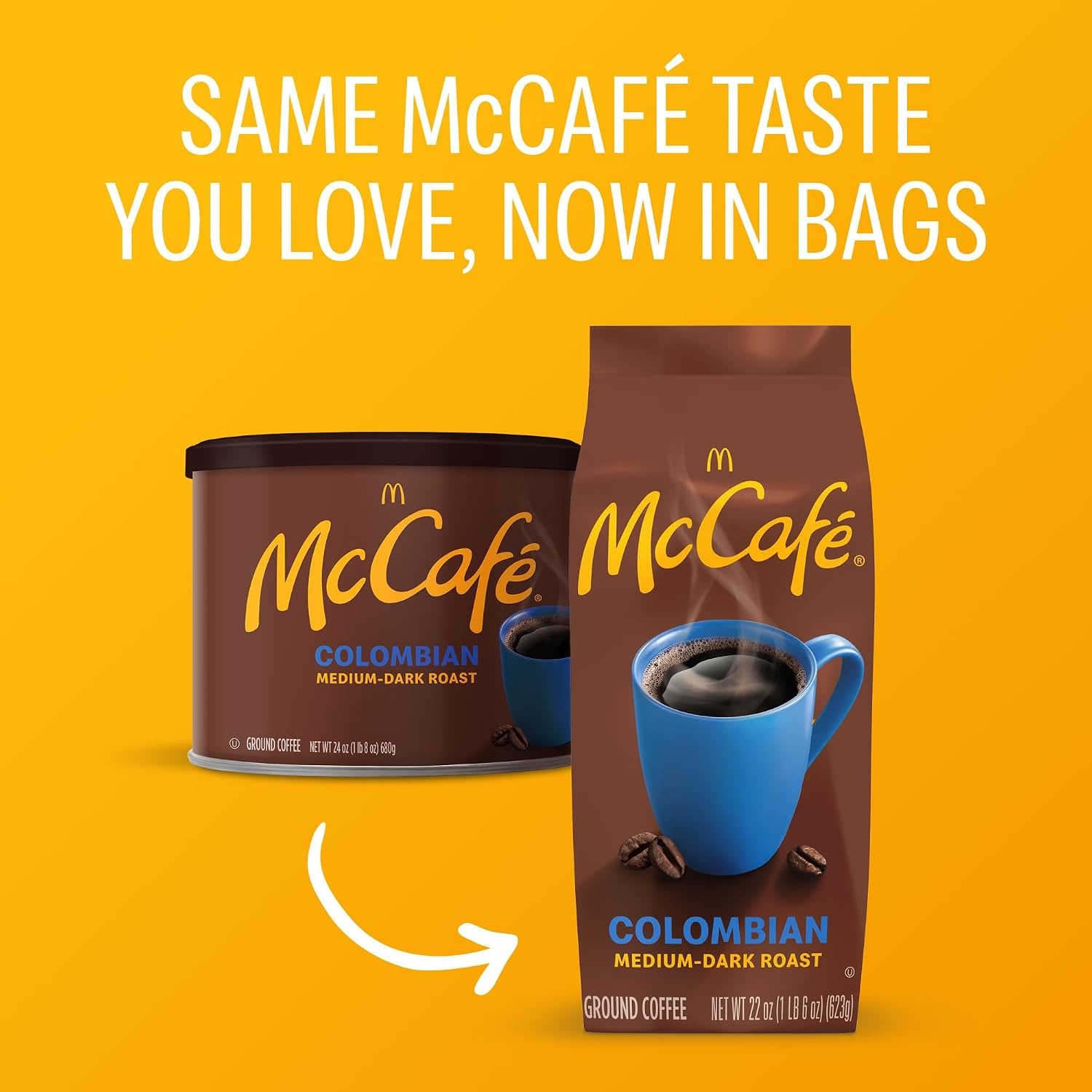 image:imageMcCafe Colombian Ground Coffee MediumDark Roast Mild Fruity Flavors Premium Quality Responsibly Sourced Kosher Certified 22oz BagColombian
