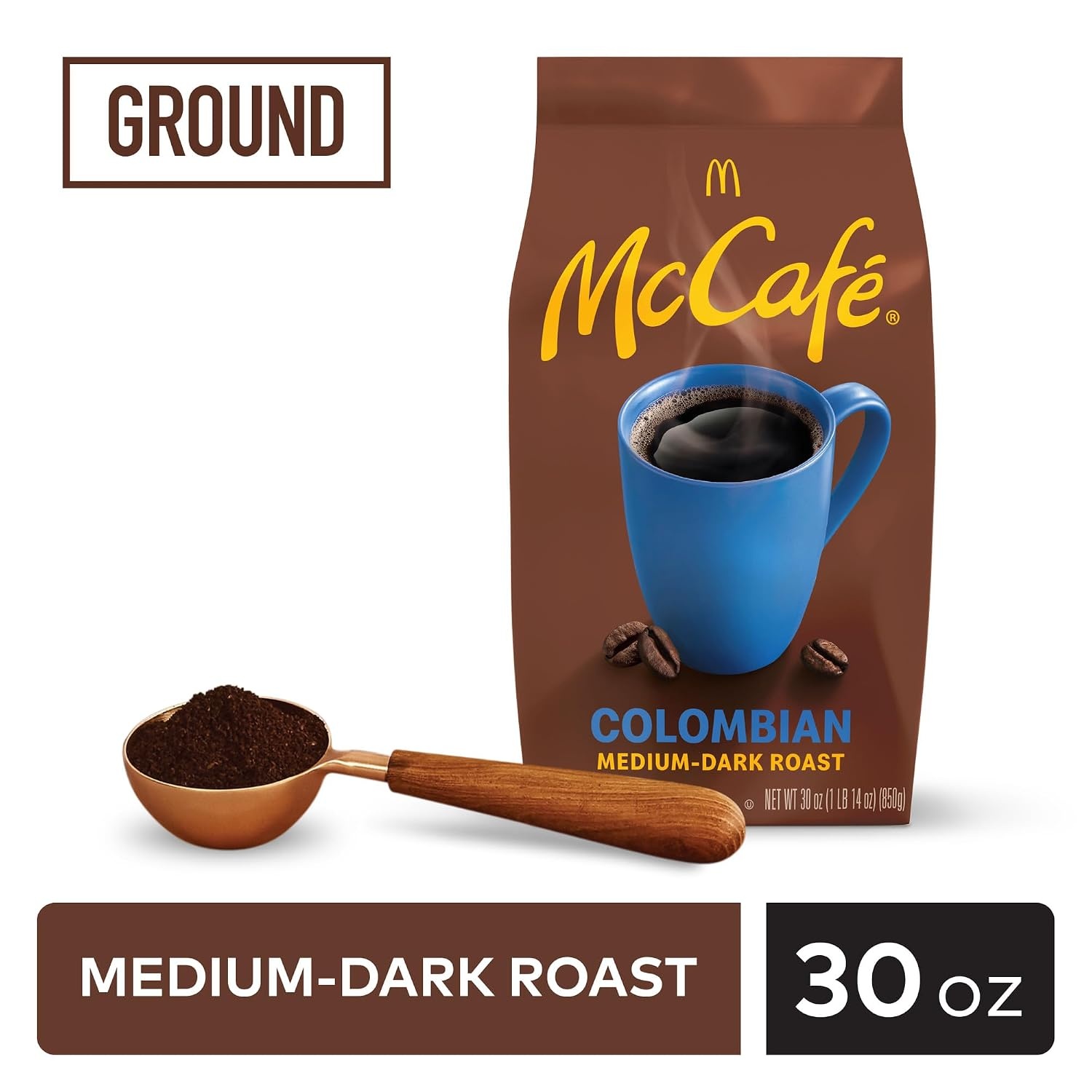 image:imageMcCafe Colombian Ground Coffee MediumDark Roast Mild Fruity Flavors Premium Quality Responsibly Sourced Kosher Certified 22oz BagColombian