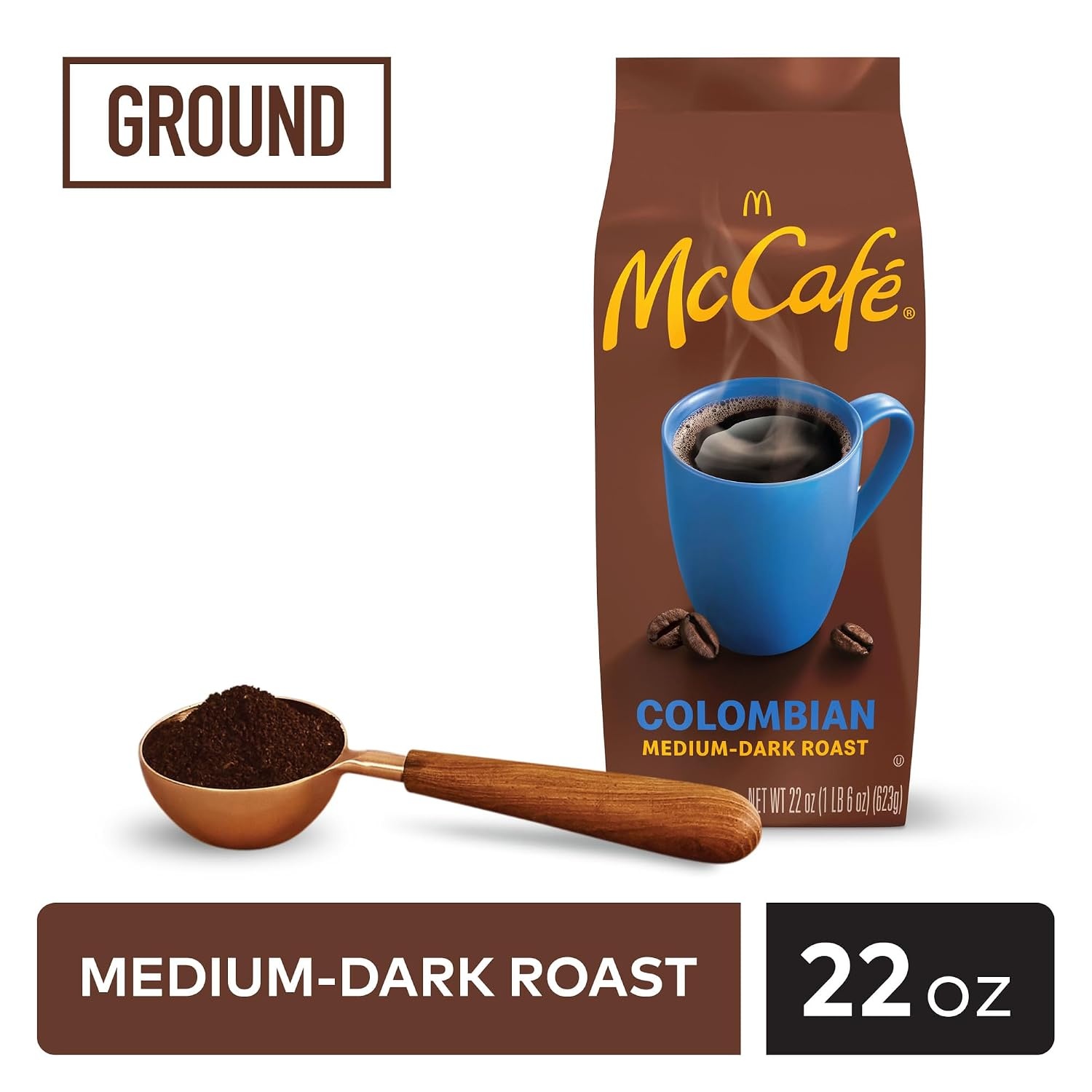 image:imageMcCafe Colombian Ground Coffee MediumDark Roast Mild Fruity Flavors Premium Quality Responsibly Sourced Kosher Certified 22oz BagColombian
