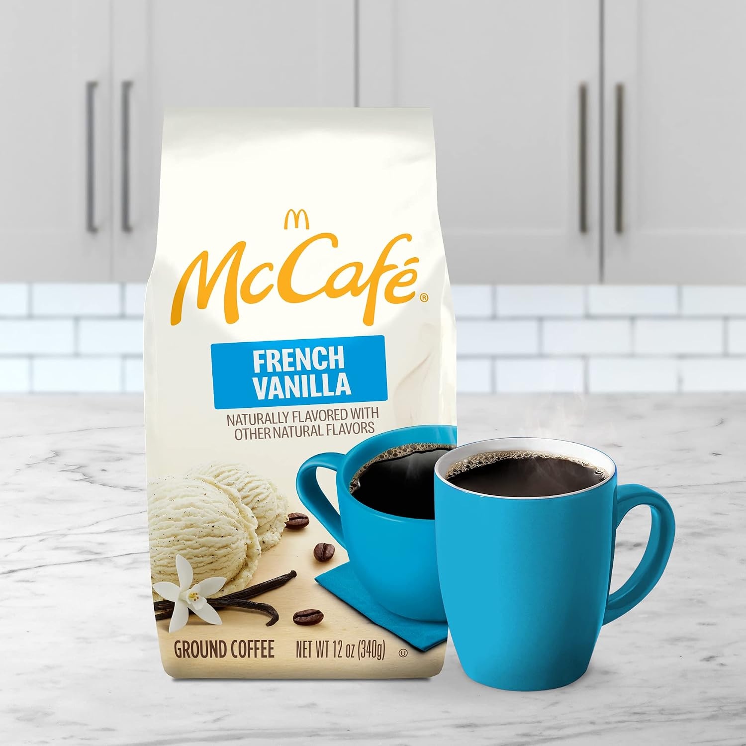 image:imageMcCafe Colombian Ground Coffee MediumDark Roast Mild Fruity Flavors Premium Quality Responsibly Sourced Kosher Certified 22oz BagFrench Vanilla