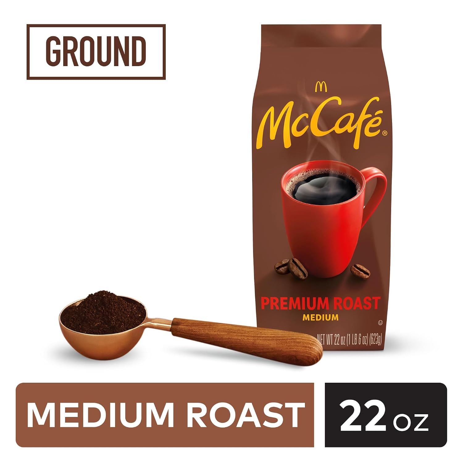 image:imageMcCafe Colombian Ground Coffee MediumDark Roast Mild Fruity Flavors Premium Quality Responsibly Sourced Kosher Certified 22oz BagPremium