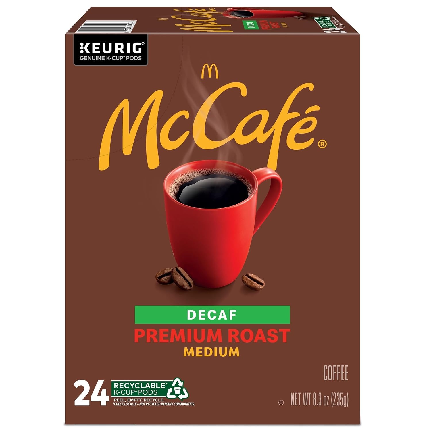image:imageMcCafe Premium Roast Decaf Coffee Single Serve Keurig KCup Pods Decaffeinated 96 Count 4 Packs of 24Premium Roast