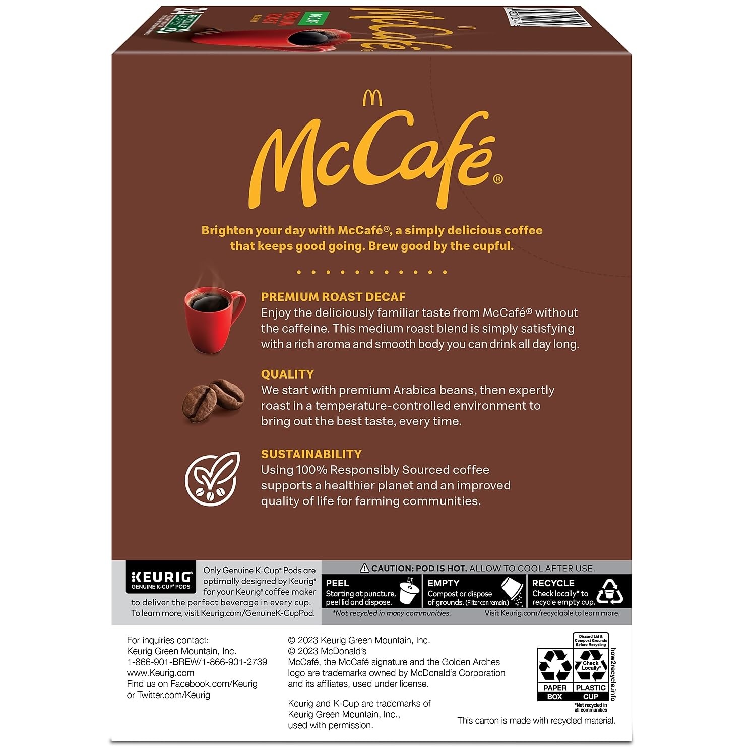 image:imageMcCafe Premium Roast Decaf Coffee Single Serve Keurig KCup Pods Decaffeinated 96 Count 4 Packs of 24Premium Roast