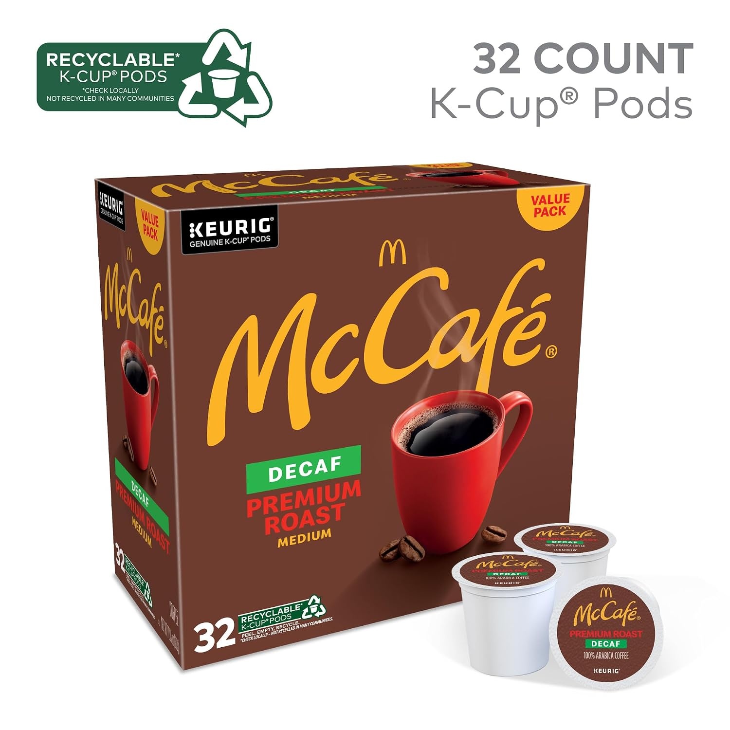 image:imageMcCafe Premium Roast Decaf Coffee Single Serve Keurig KCup Pods Decaffeinated 96 Count 4 Packs of 24Premium Roast