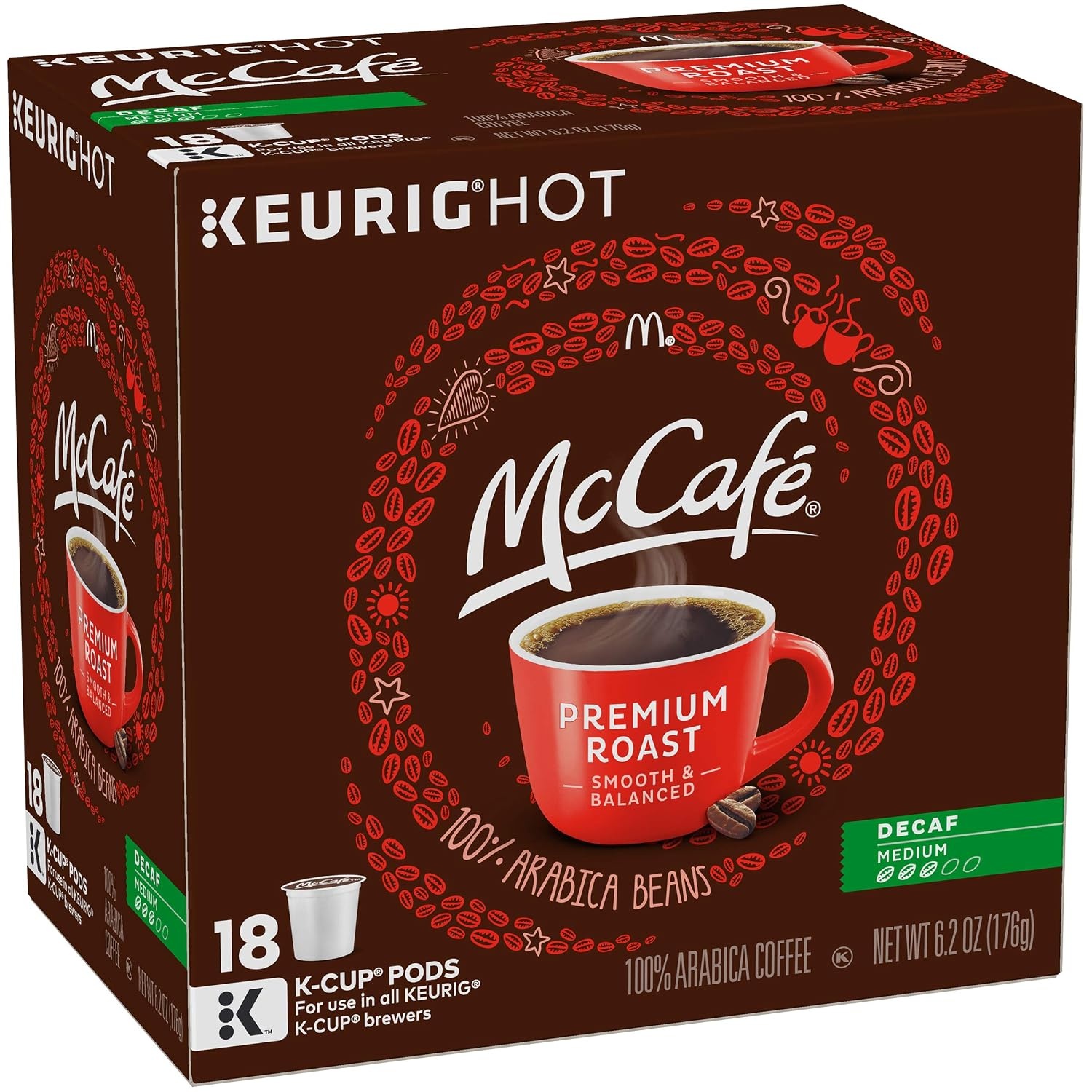 image:imageMcCafe Premium Roast Decaf Coffee Single Serve Keurig KCup Pods Decaffeinated 96 Count 4 Packs of 24Premium Roast