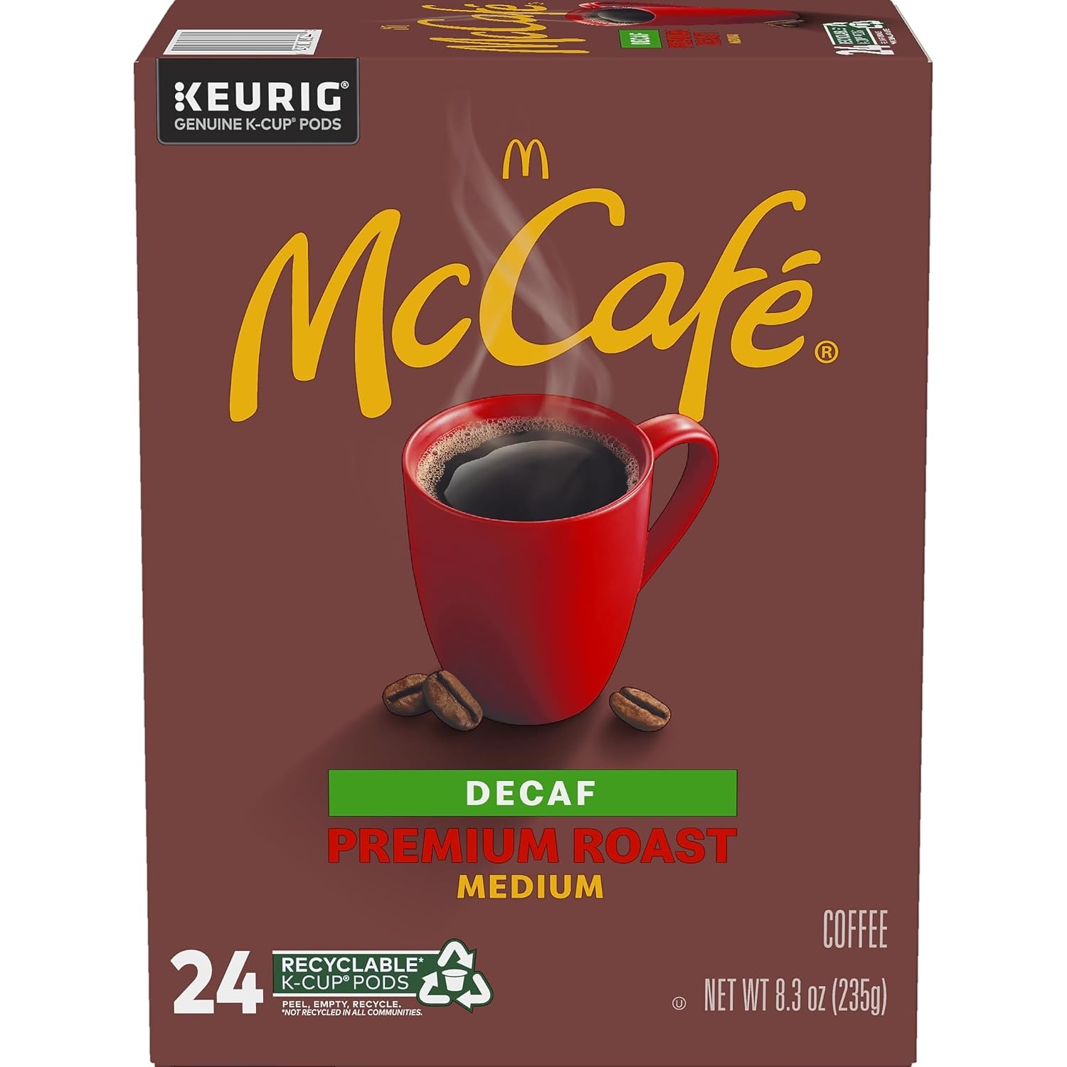 image:imageMcCafe Premium Roast Decaf Coffee Single Serve Keurig KCup Pods Decaffeinated 96 Count 4 Packs of 24Premium Roast