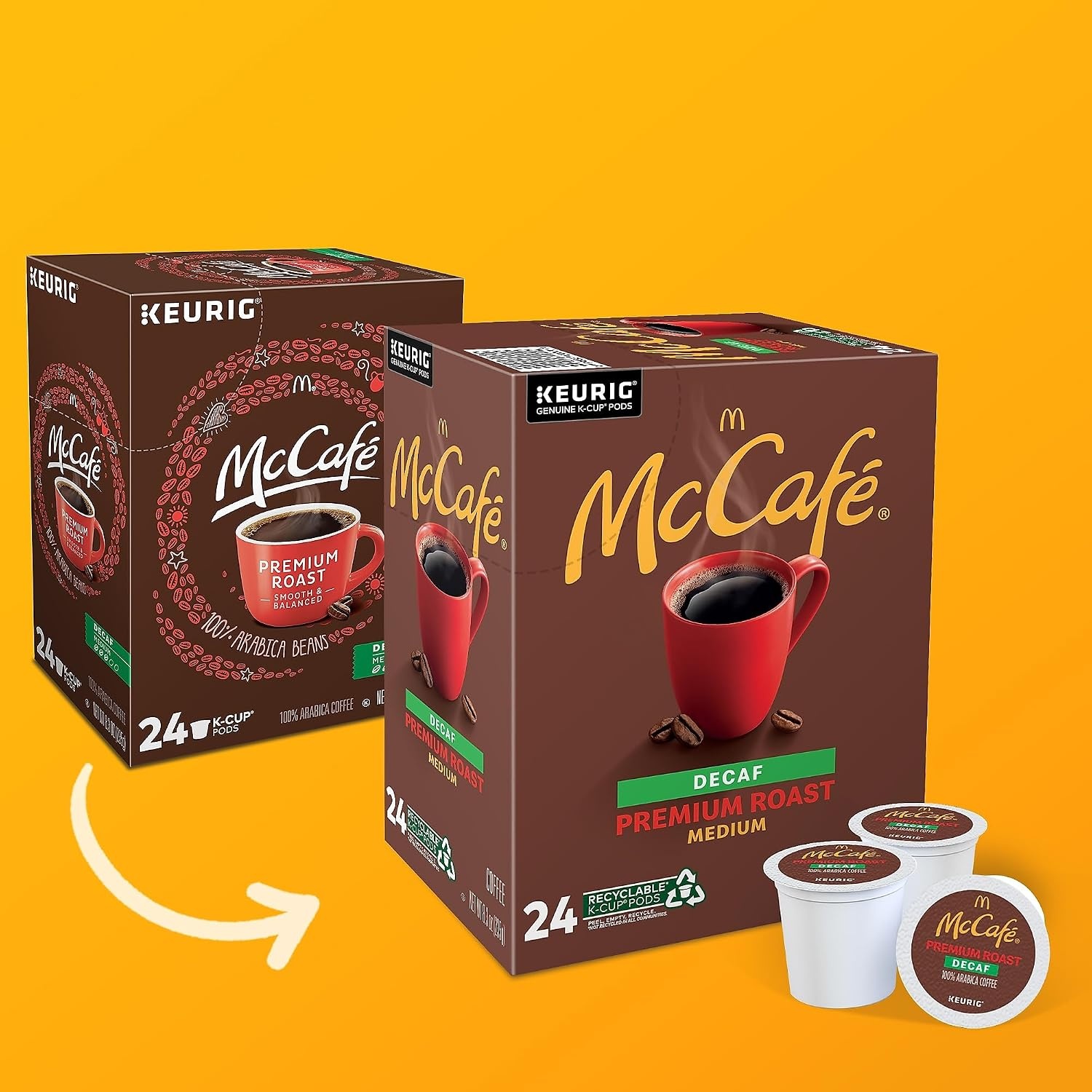 image:imageMcCafe Premium Roast Decaf Coffee Single Serve Keurig KCup Pods Decaffeinated 96 Count 4 Packs of 24Premium Roast