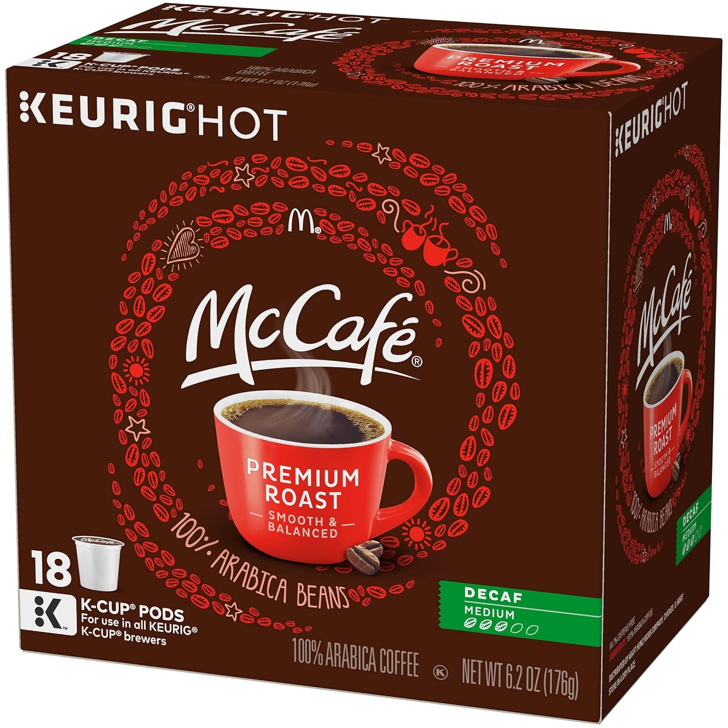 image:imageMcCafe Premium Roast Decaf Coffee Single Serve Keurig KCup Pods Decaffeinated 96 Count 4 Packs of 24Premium Roast