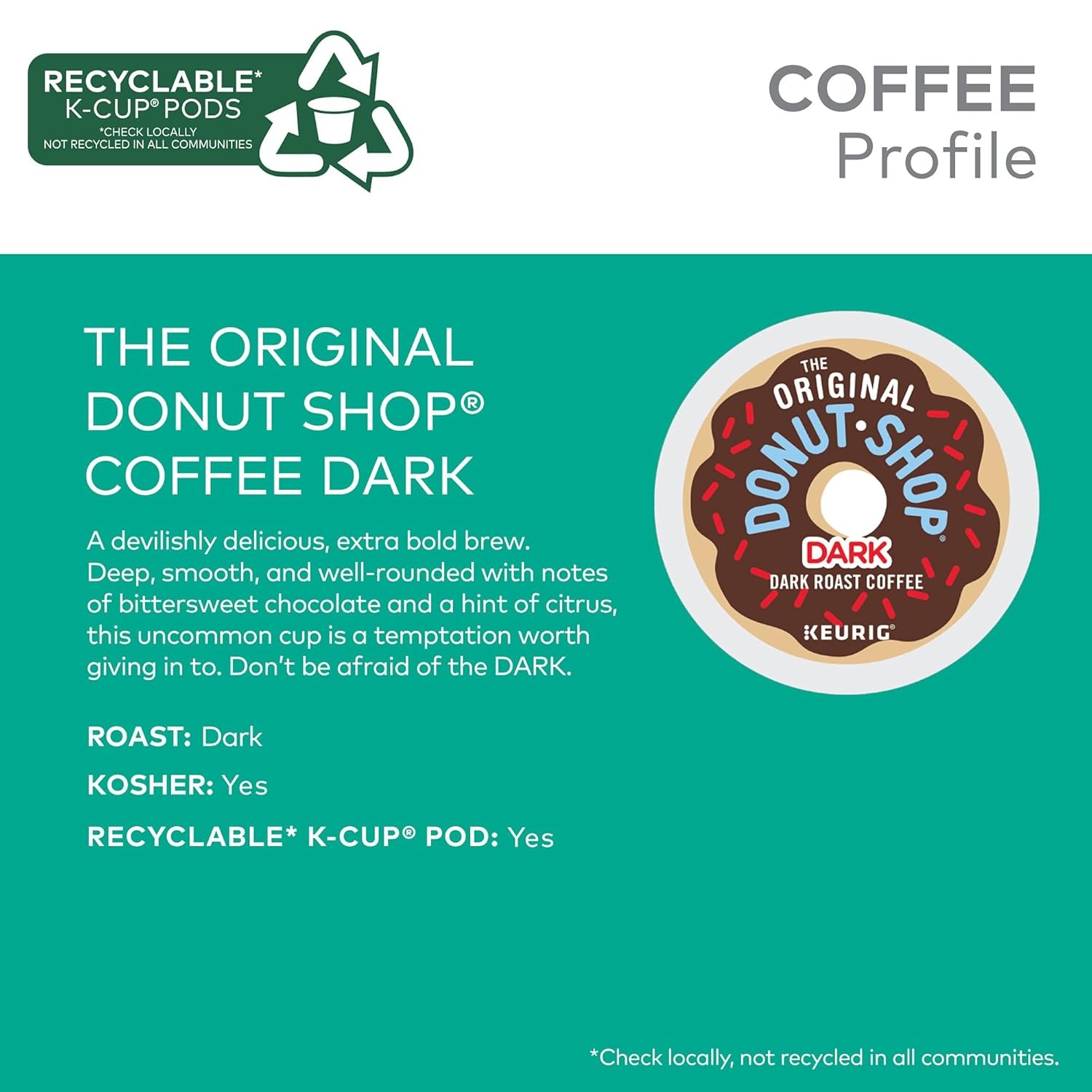 image:imageThe Original Donut Shop Dark SingleServe Keurig KCup Pods Dark Roast Coffee Pods 96 CountDark