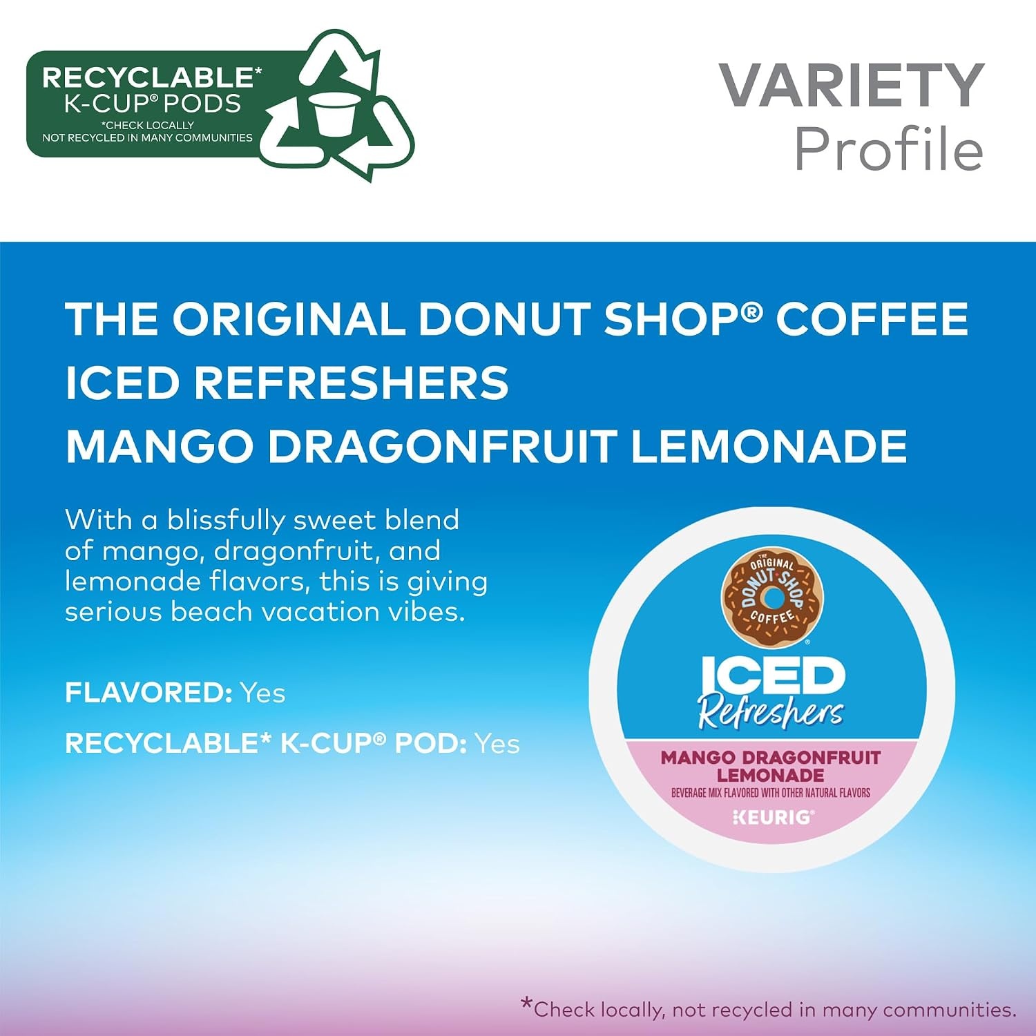 image:imageThe Original Donut Shop Iced Refreshers Watermelon Breeze Flavor Keurig Single Serve KCup Pods Brew Over Ice 20 CountDragonfruit Lemonade