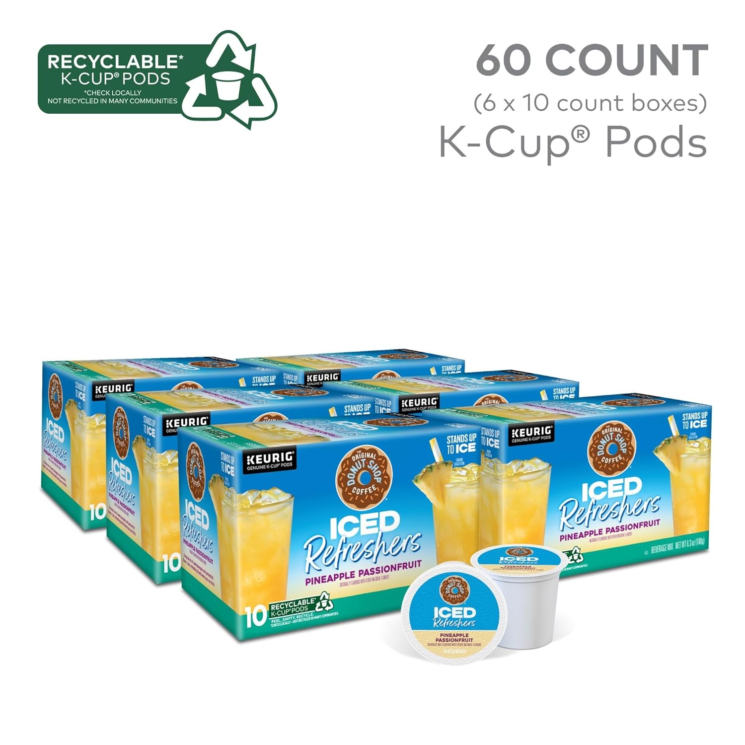 image:imageThe Original Donut Shop Iced Refreshers Watermelon Breeze Flavor Keurig Single Serve KCup Pods Brew Over Ice 20 CountPineapple Passionfruit Refresher
