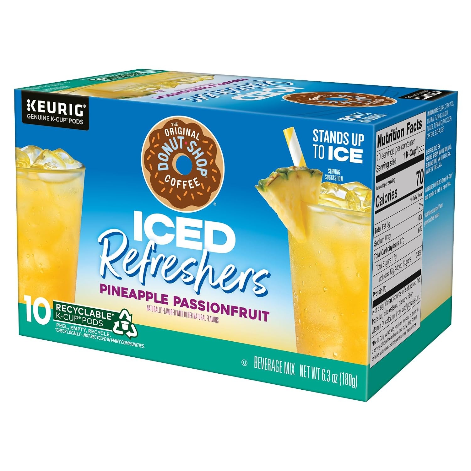 image:imageThe Original Donut Shop Iced Refreshers Watermelon Breeze Flavor Keurig Single Serve KCup Pods Brew Over Ice 20 CountPineapple Passionfruit Refresher