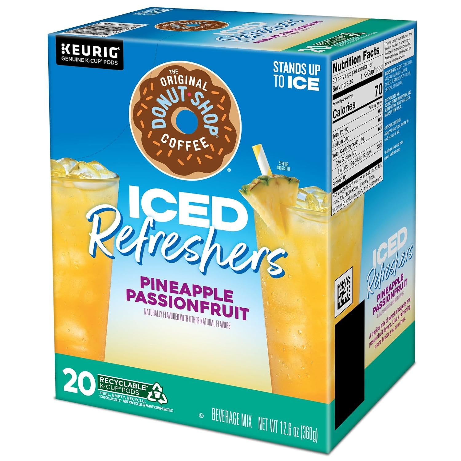 image:imageThe Original Donut Shop Iced Refreshers Watermelon Breeze Flavor Keurig Single Serve KCup Pods Brew Over Ice 20 CountPineapple Passionfruit Refresher