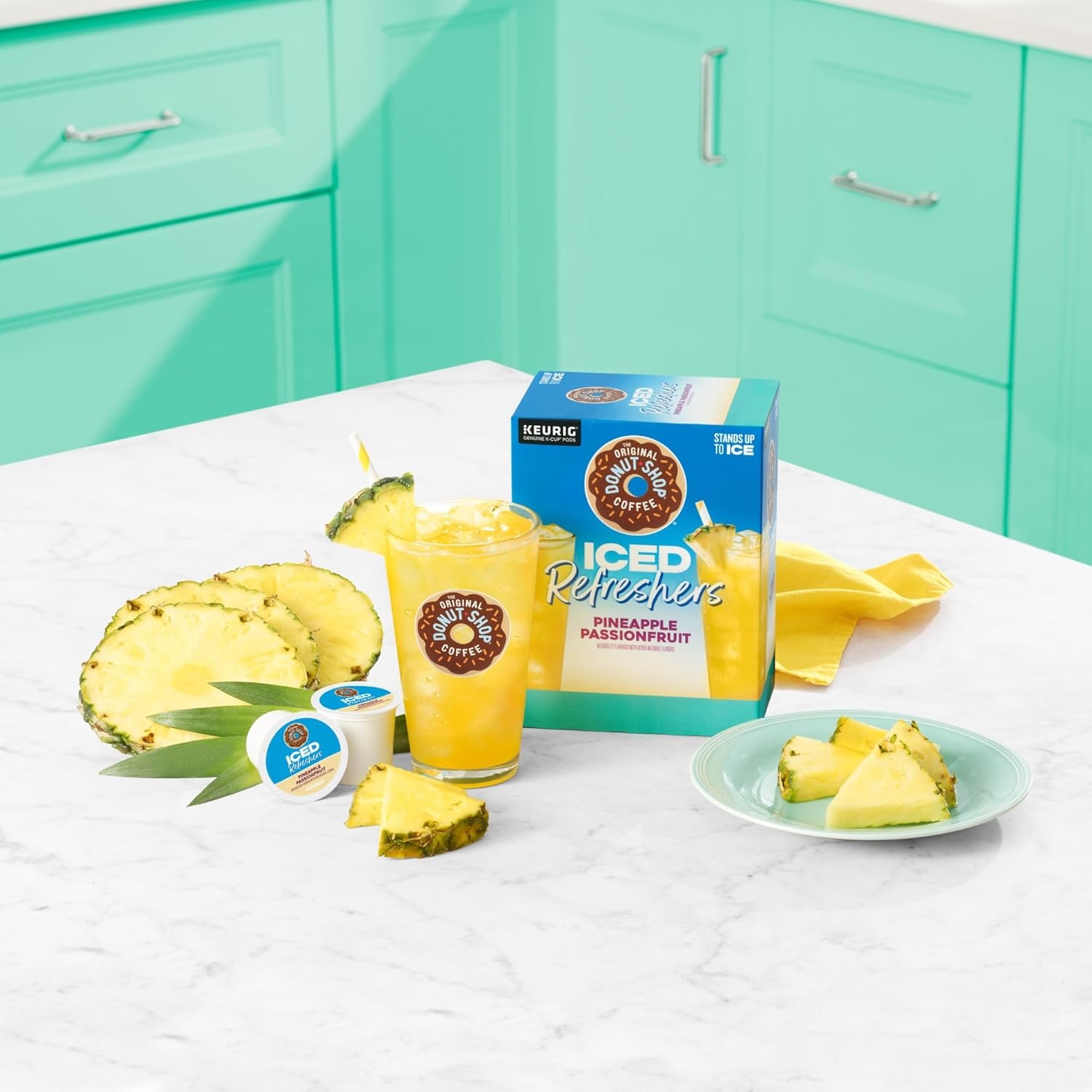 image:imageThe Original Donut Shop Iced Refreshers Watermelon Breeze Flavor Keurig Single Serve KCup Pods Brew Over Ice 20 CountPineapple Passionfruit Refresher