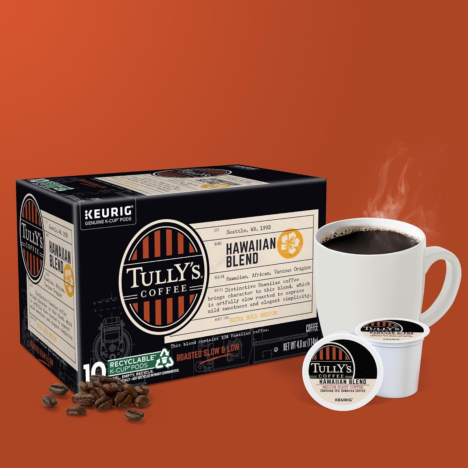 image:imageTullys Coffee French Roast Decaf Keurig SingleServe KCup Pods Dark Roast 96 CountHawaiian Blend