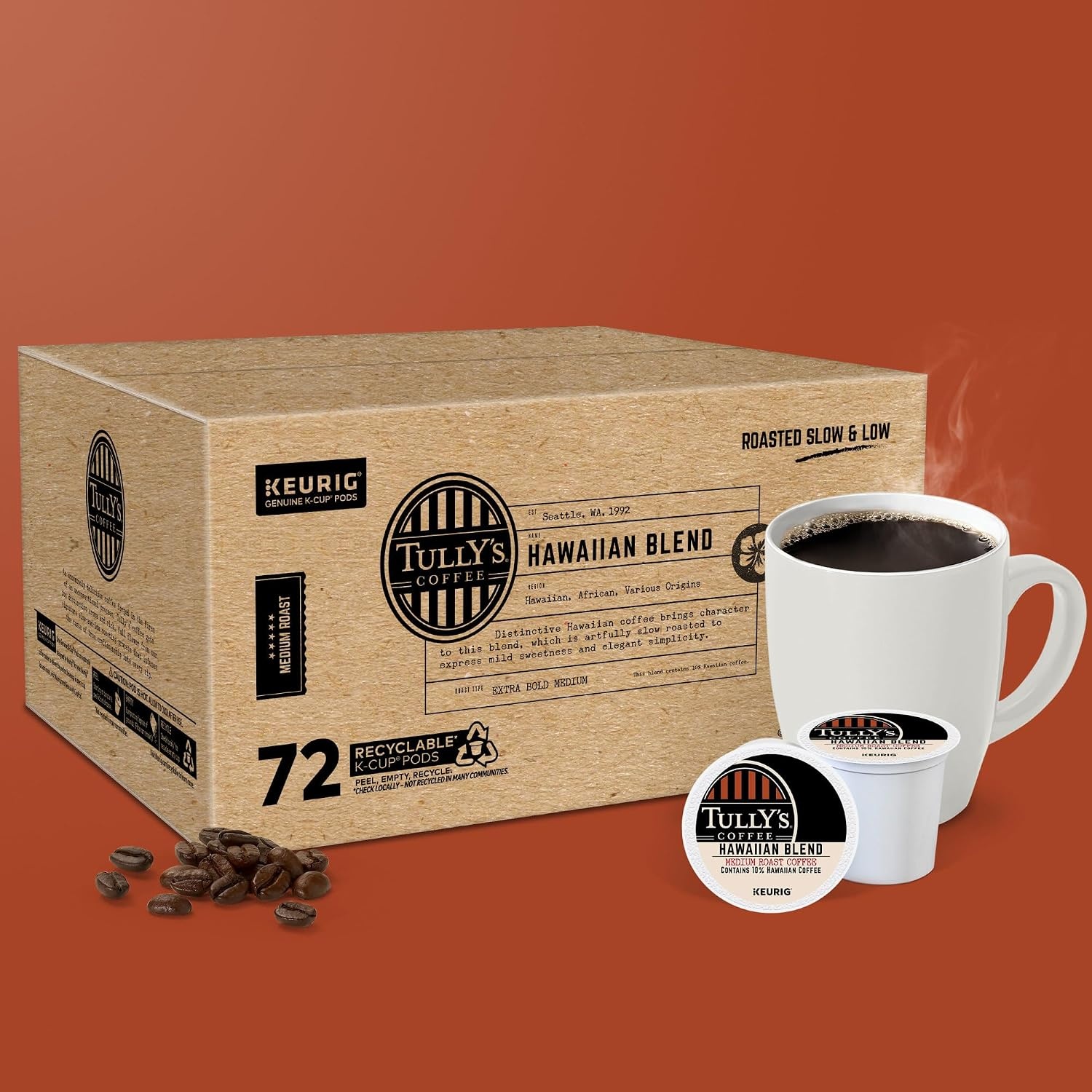 image:imageTullys Coffee French Roast Decaf Keurig SingleServe KCup Pods Dark Roast 96 CountHawaiian Blend