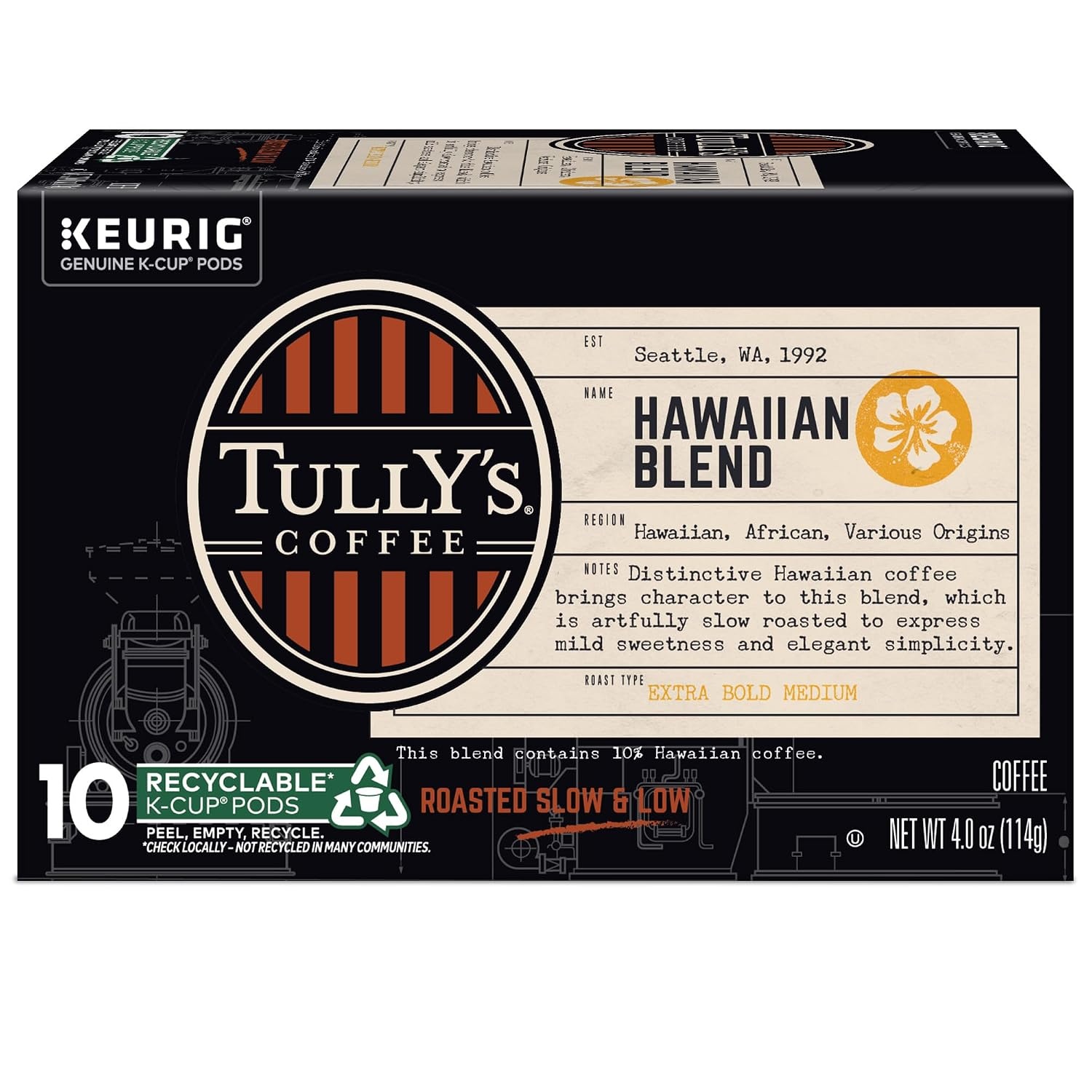image:imageTullys Coffee French Roast Decaf Keurig SingleServe KCup Pods Dark Roast 96 CountHawaiian Blend