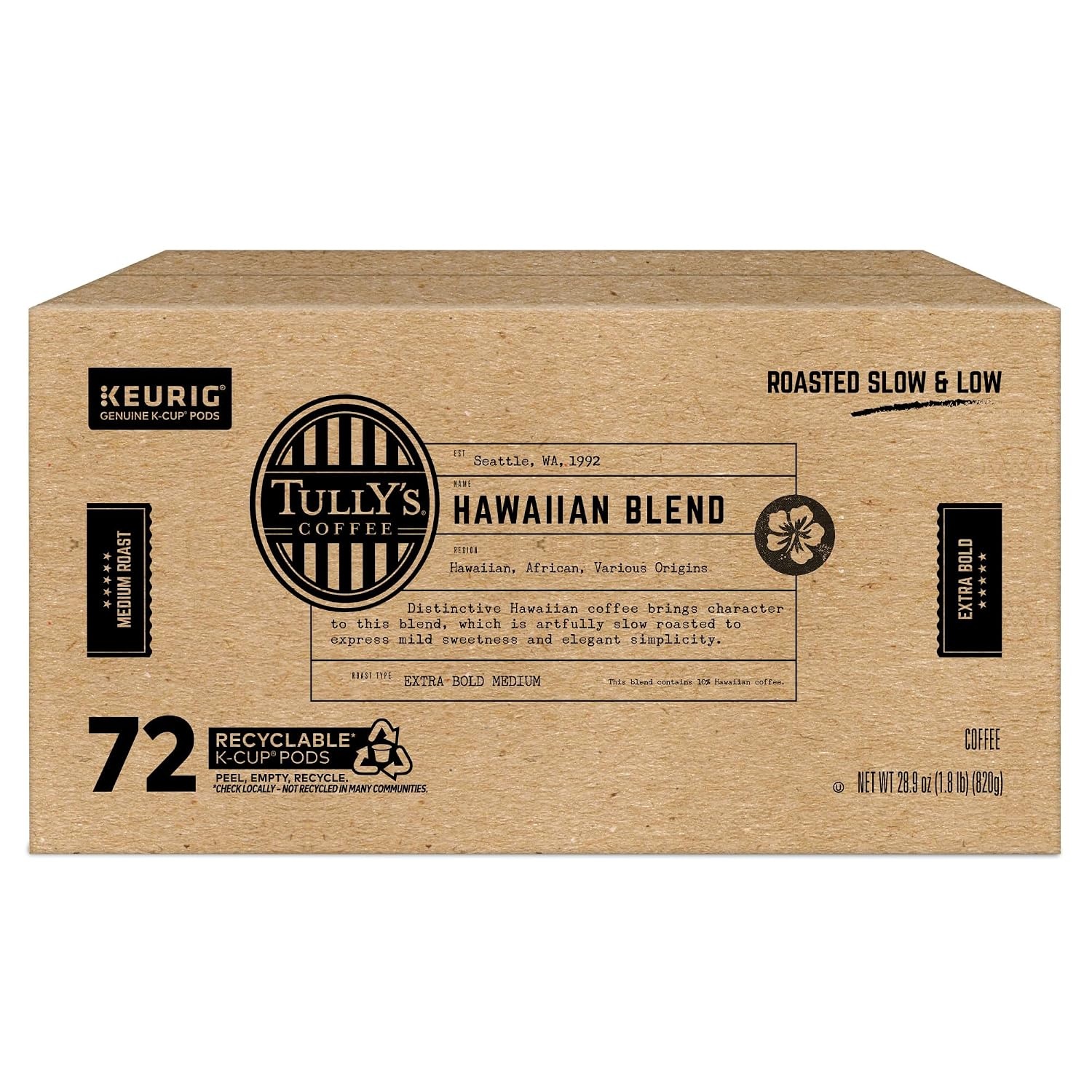 image:imageTullys Coffee French Roast Decaf Keurig SingleServe KCup Pods Dark Roast 96 CountHawaiian Blend